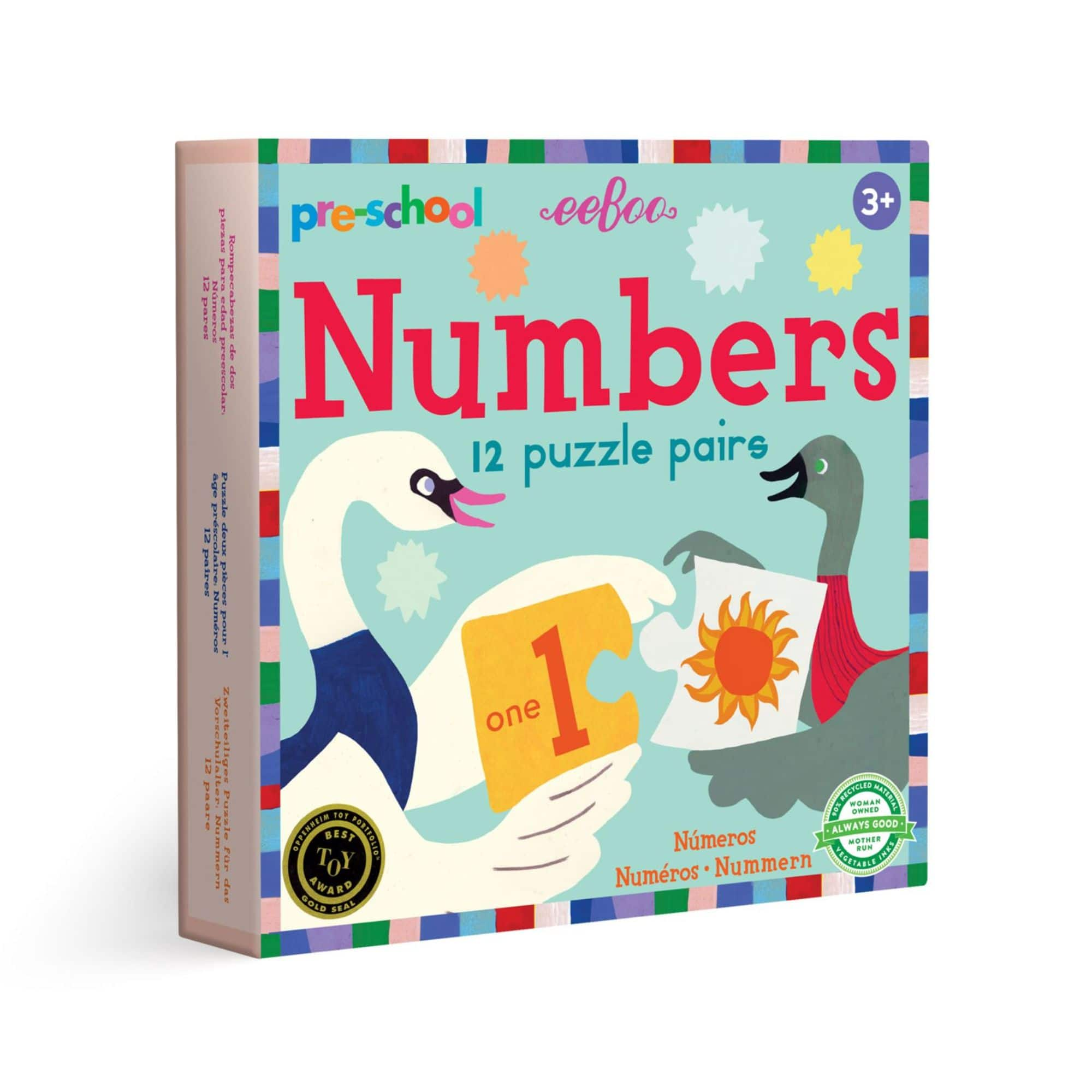 eeBoo Preschool Numbers 12 Puzzle Pairs