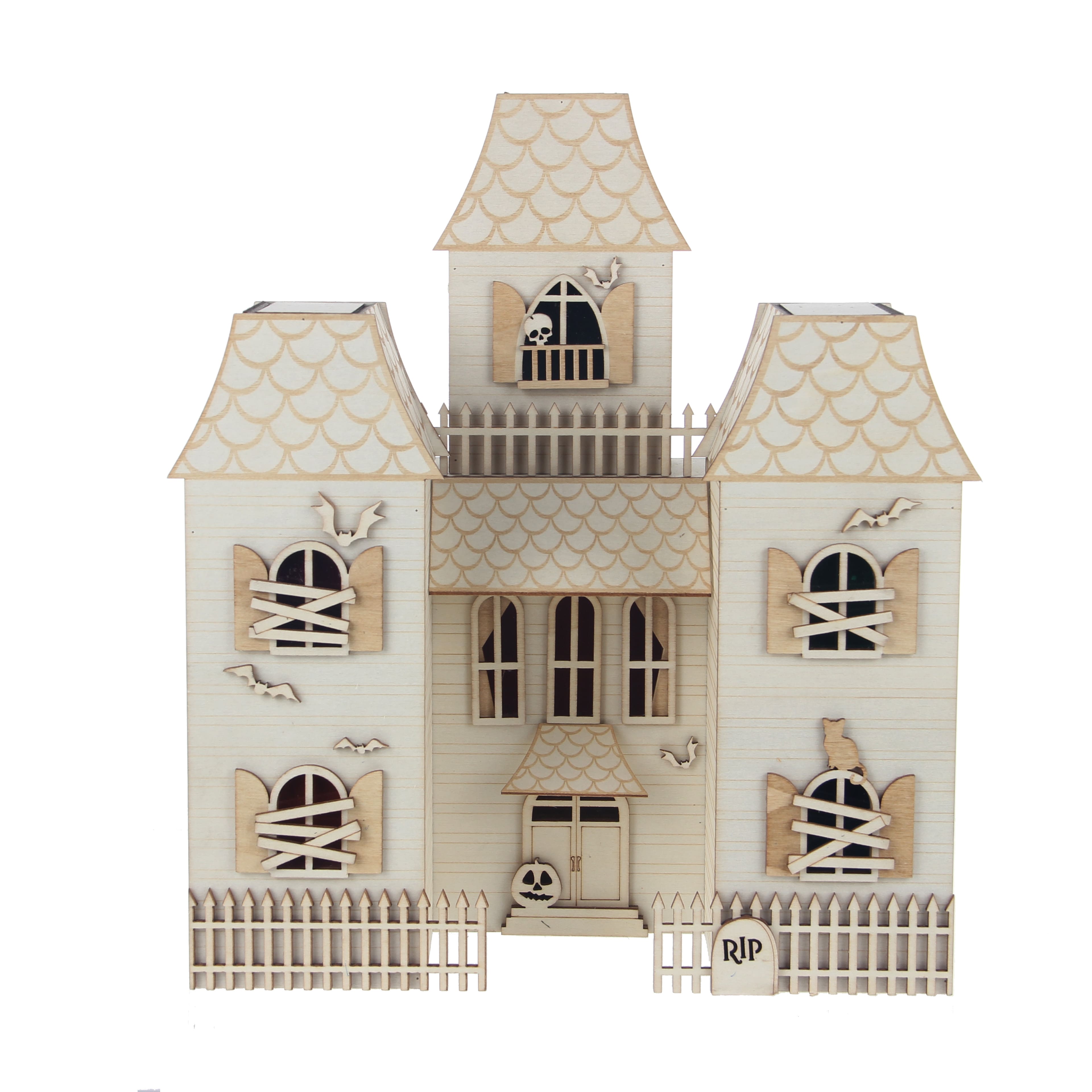 11.5&#x22; DIY Shuttered House LED Wood D&#xE9;cor by Make Market&#xAE;