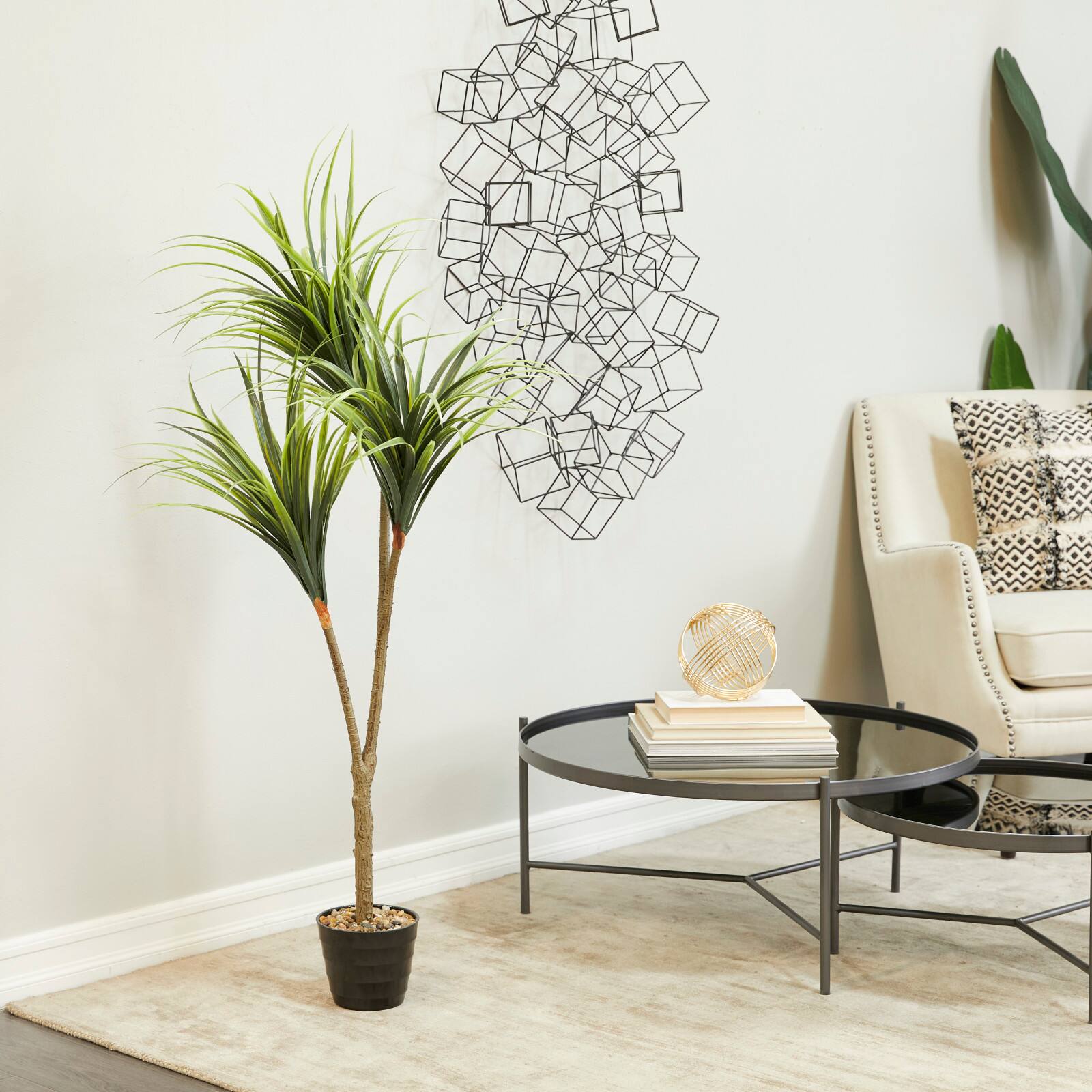 55" Green Vinyl Contemporary Potted Artificial Tree