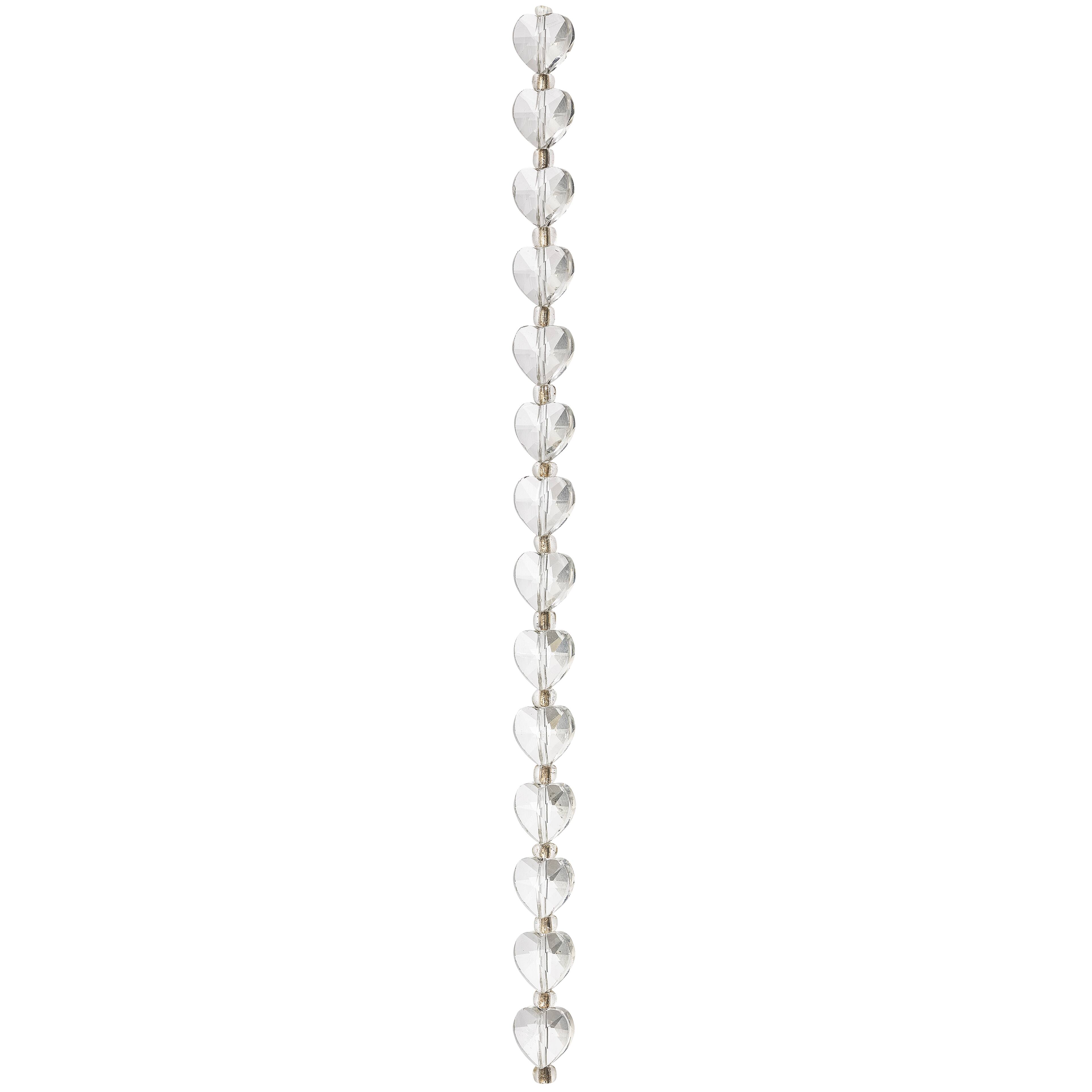 12 Pack: Clear Faceted Glass Heart Beads, 10mm by Bead Landing™