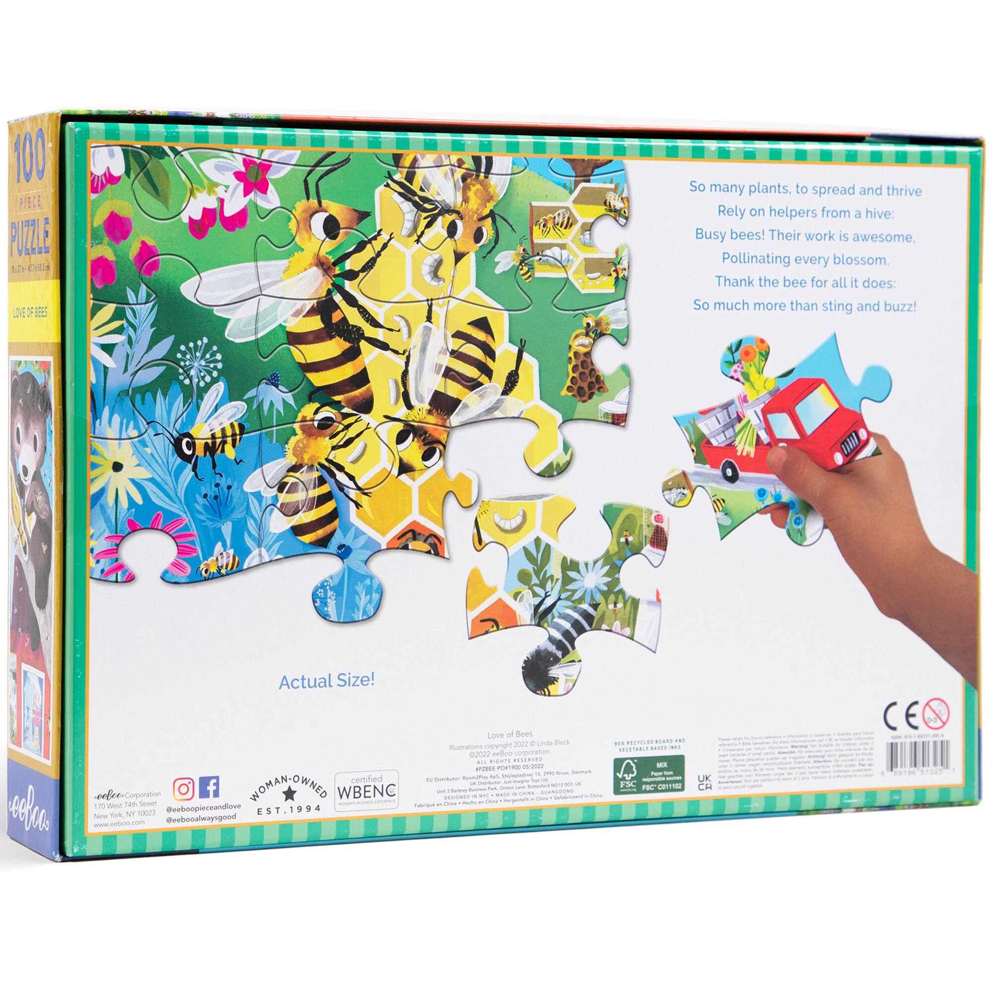 eeBoo Love of Bees 100 Piece Puzzle