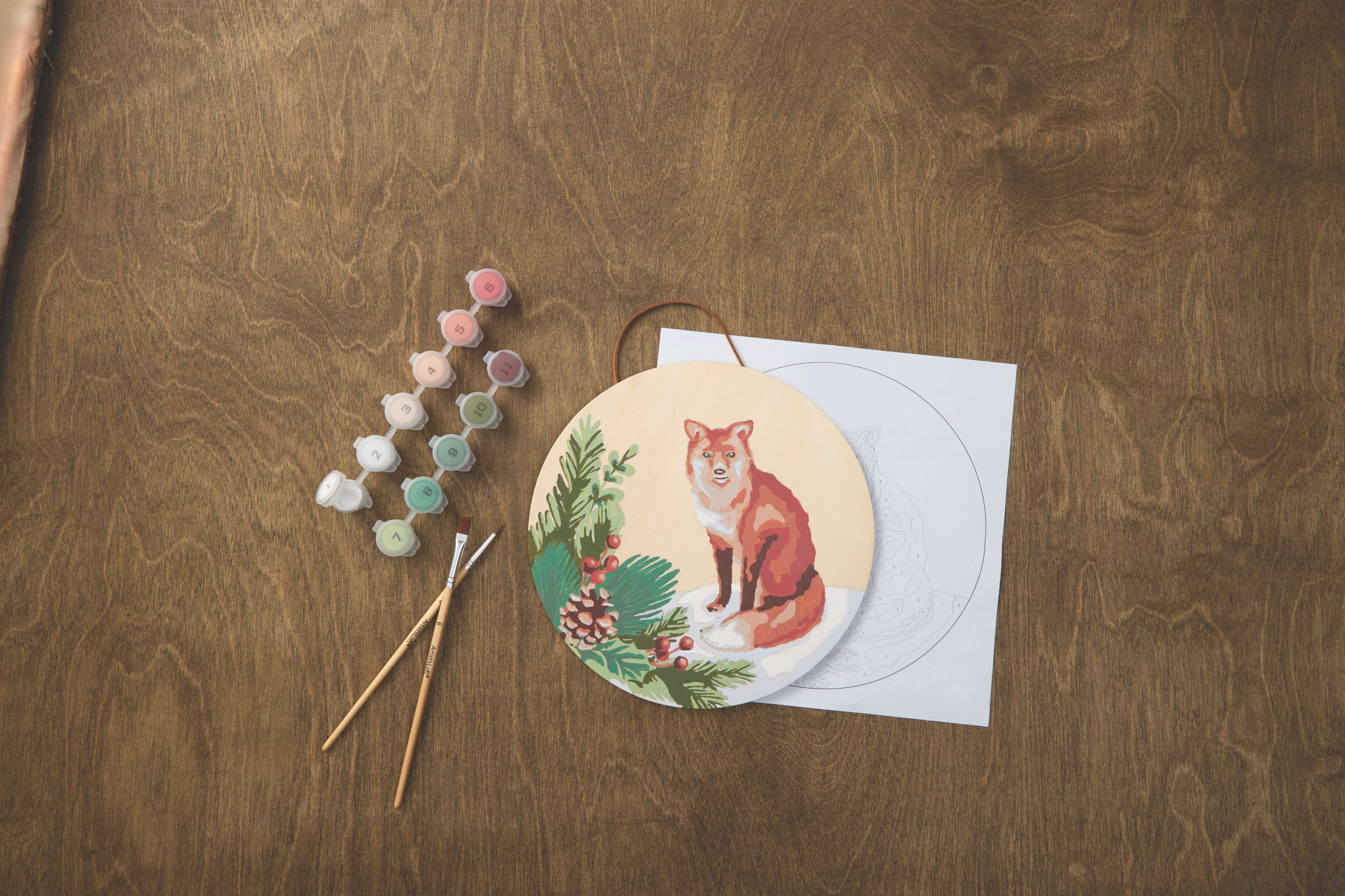 8" Fox & Foliage Paint-by-Number Plywood Surface Kit by Artist's Loft®