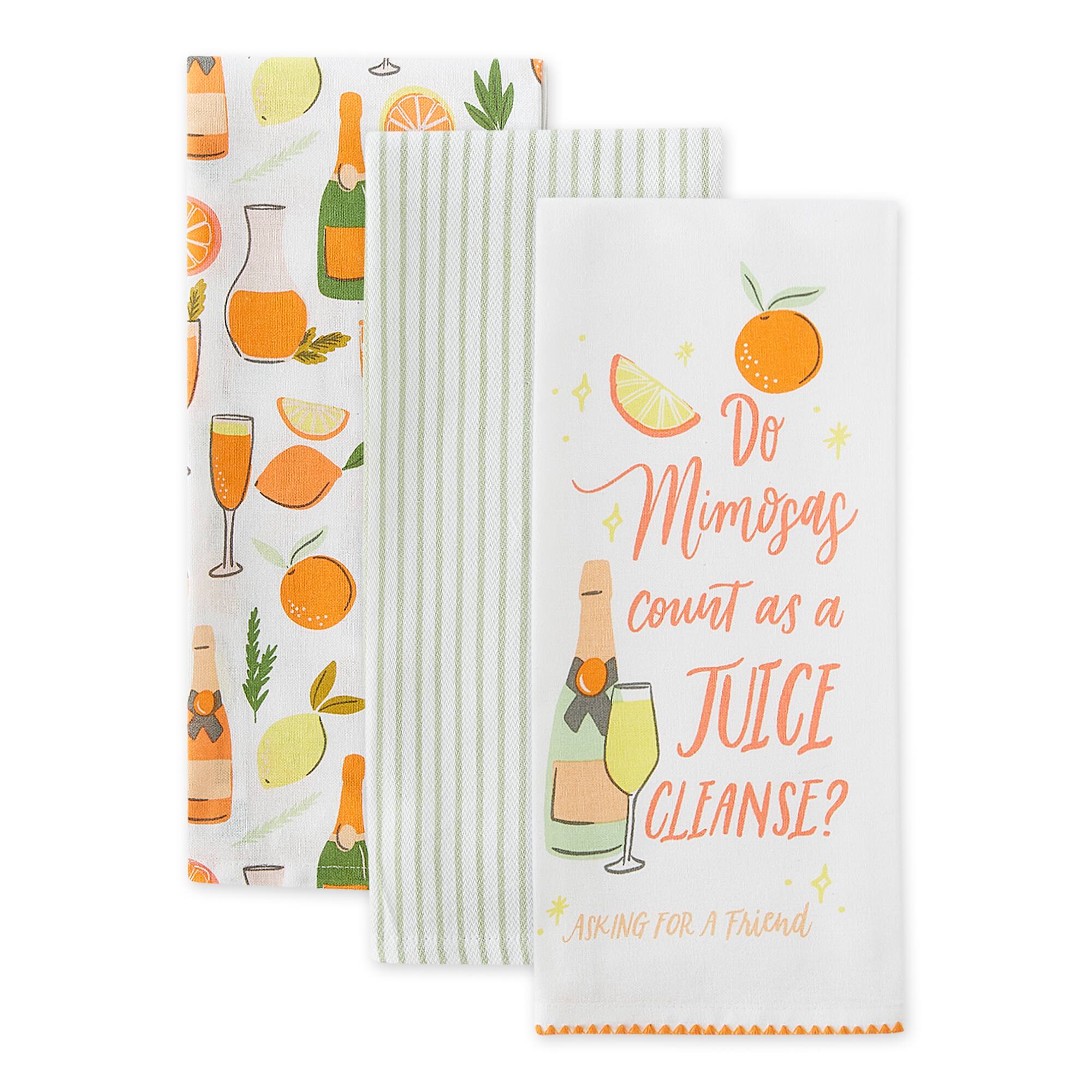 Mimosa Juice Cleanse Dishtowel (Set of 3)