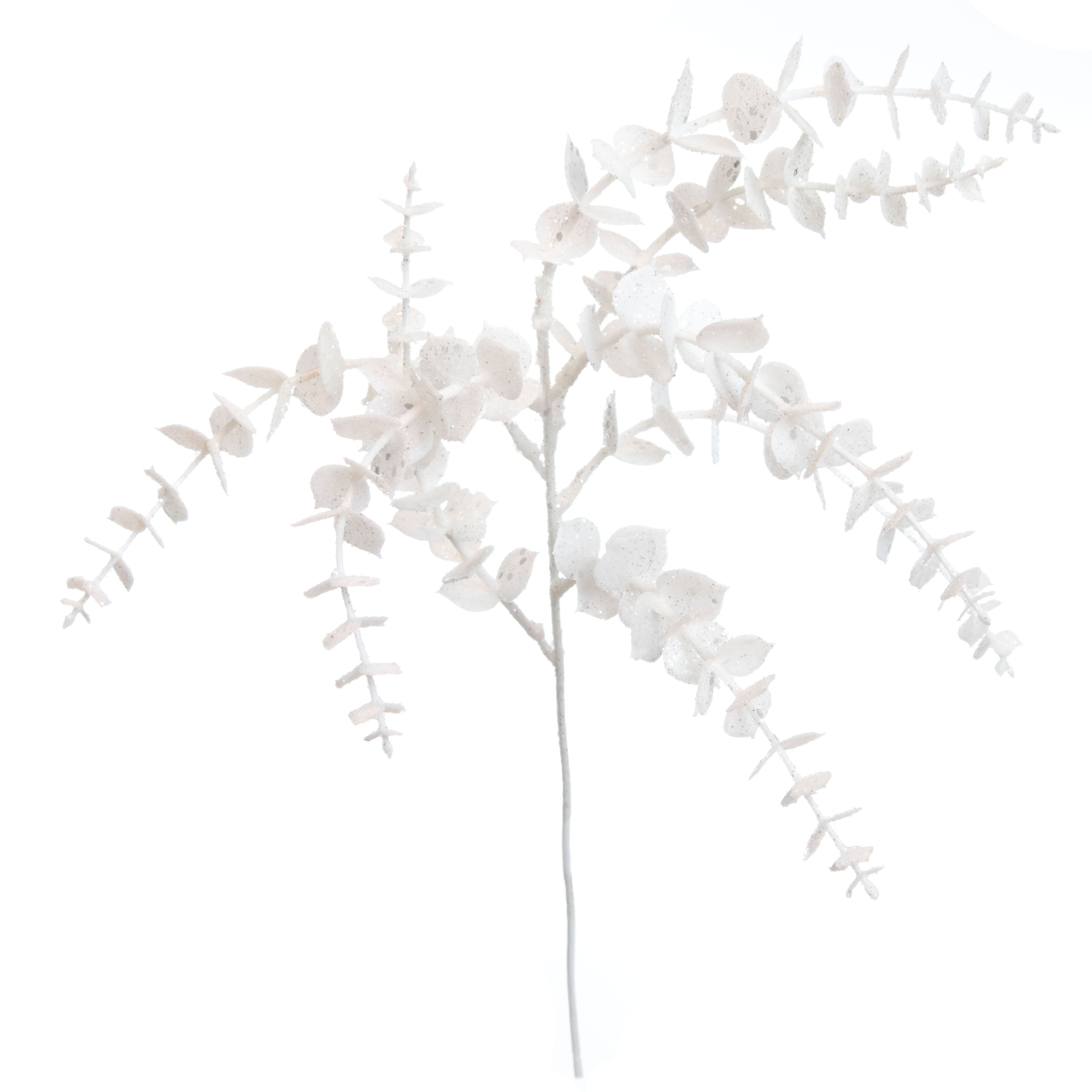 15.5" White Glitter Eucalyptus Pick by Ashland®