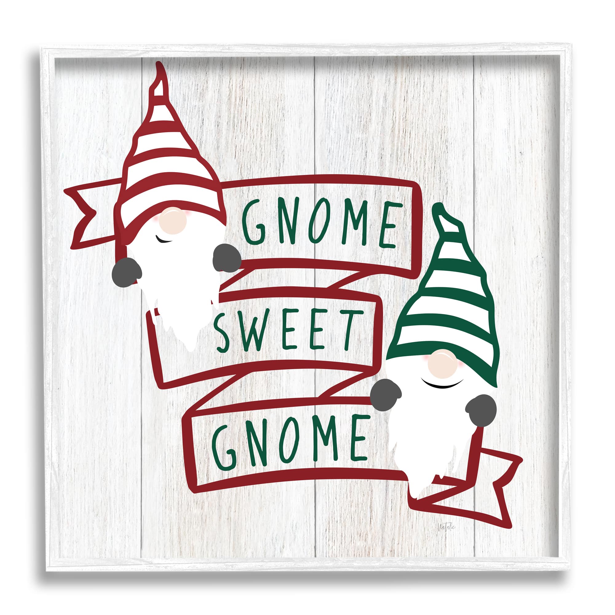 Stupell Industries Sweet Gnome Banner Phrase Framed Giclee Art