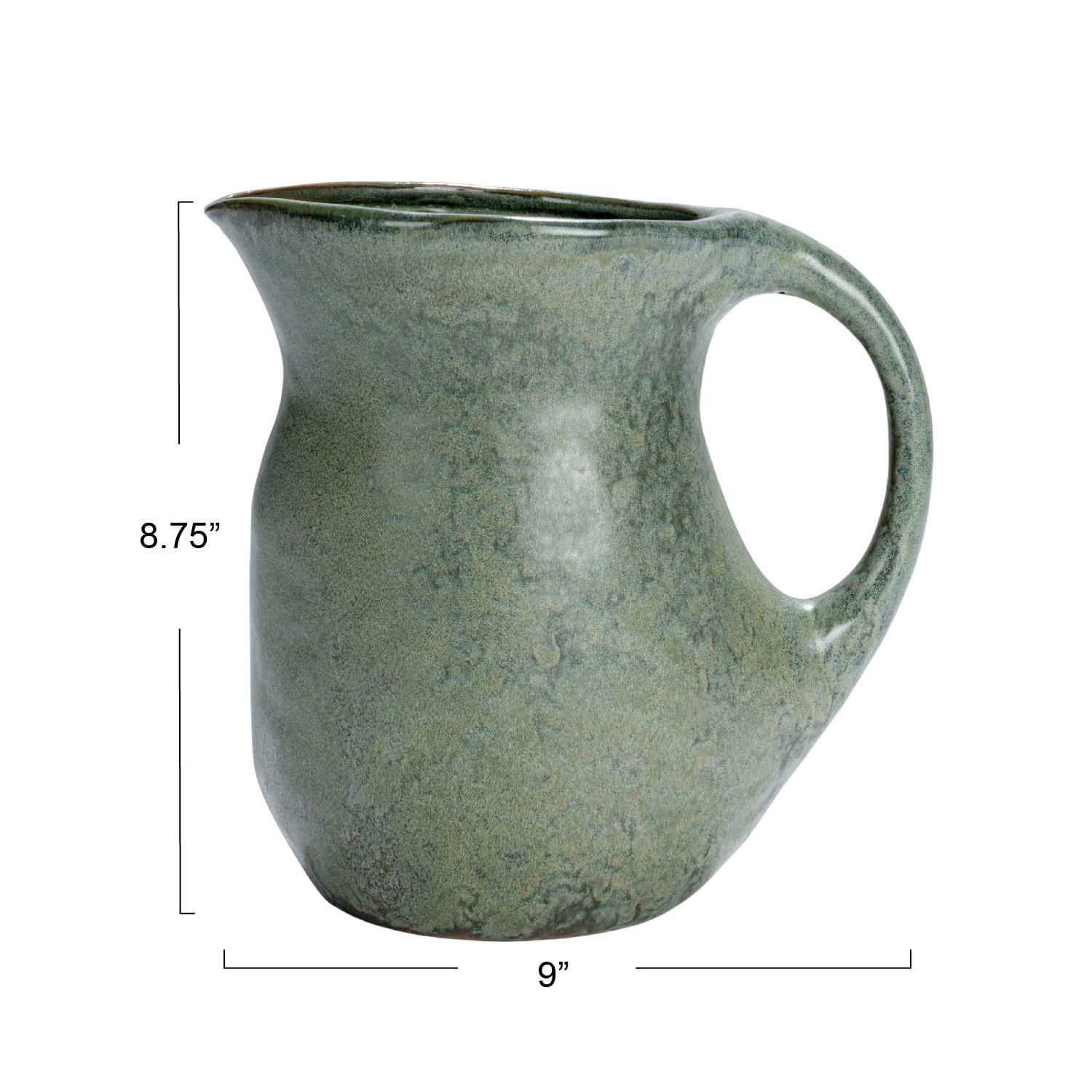 9&#x22; Matte Teal Round Stoneware Pitcher