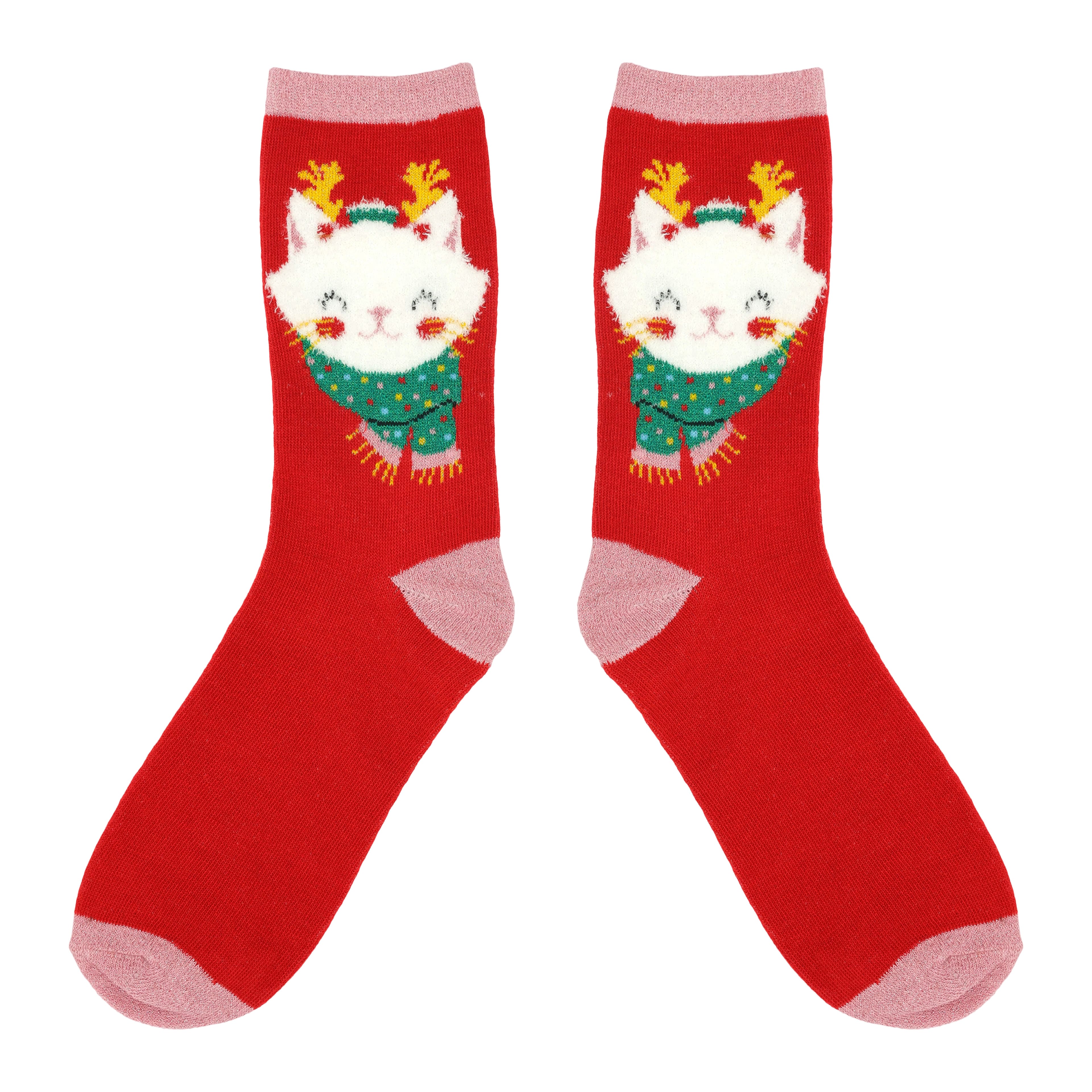 Christmas Cat Crew Socks by Celebrate It™