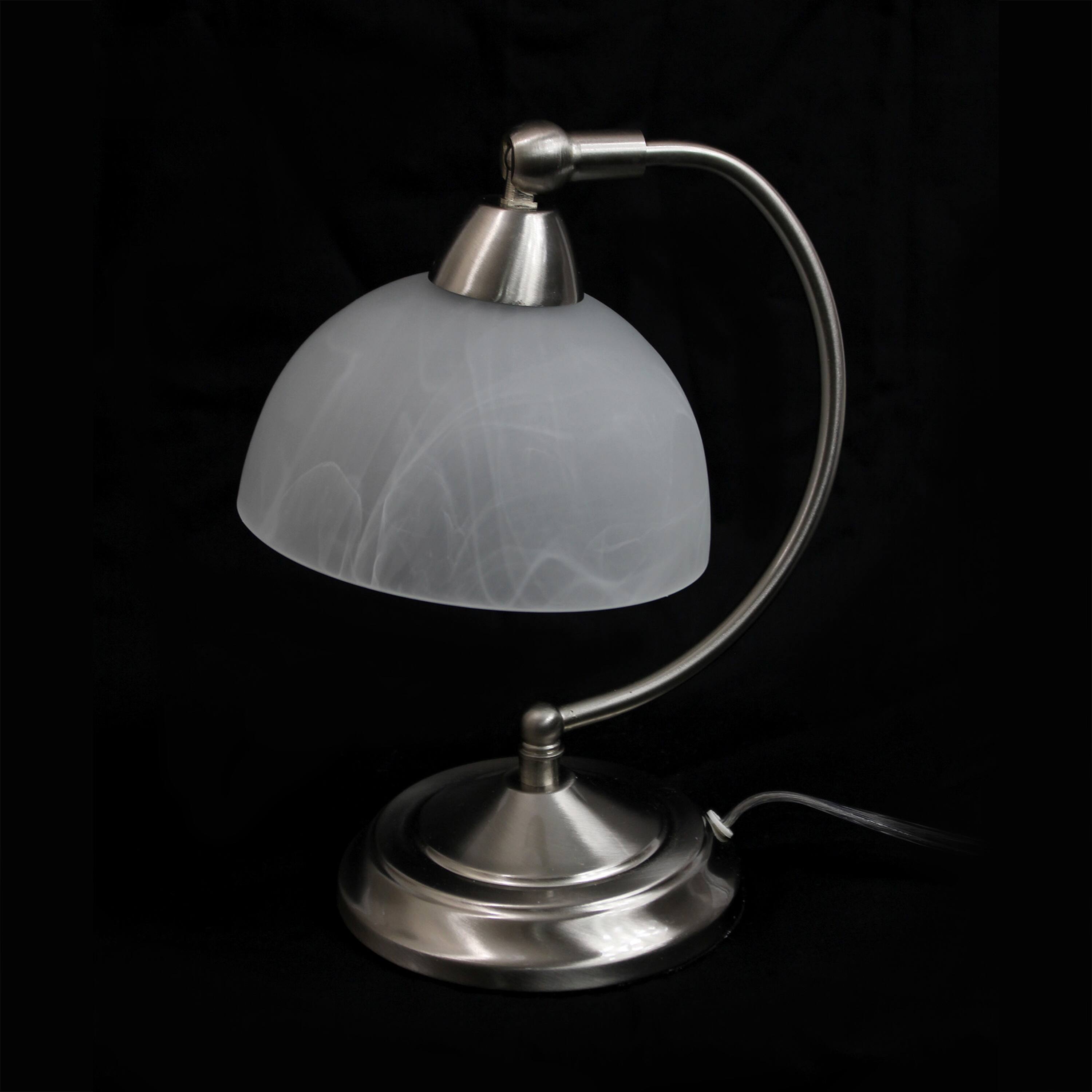 Elegant Designs 13&#x22; Brushed Nickel Banker&#x27;s Desk Lamp with Touch Base