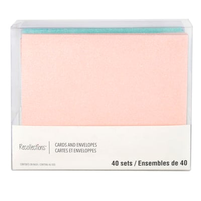 12 Packs: 40 ct. (480 total) 4.25" x 5.5" Glitter Pastel Cards & Envelopes by Recollections™ | Michaels®