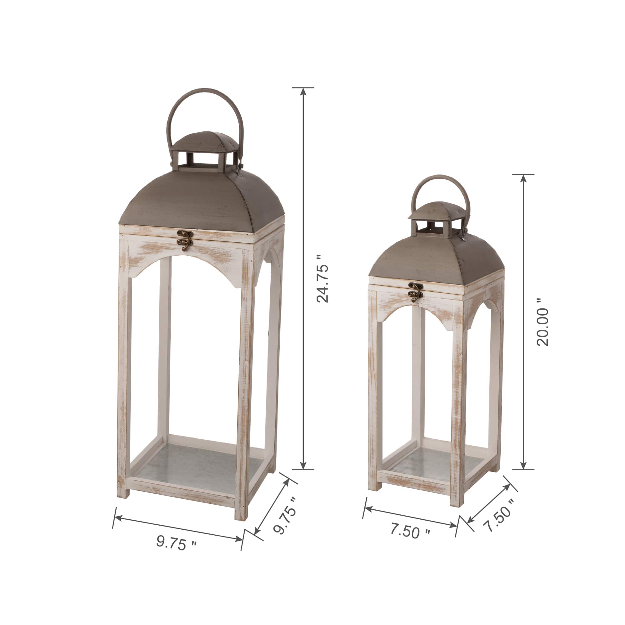 Glitzhome® White Wooden Modern Farmhouse Lantern Set