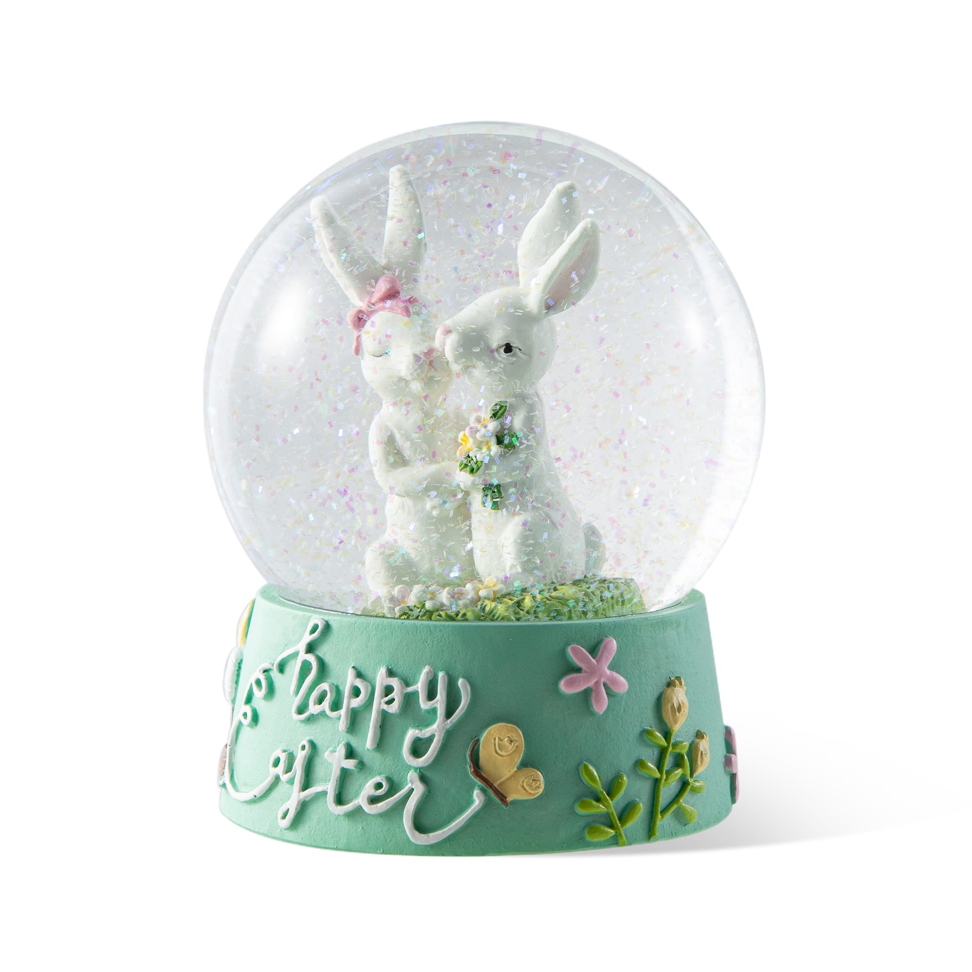 Glitzhome&#xAE; 5&#x22; Easter Bunny Couple Waterglobe