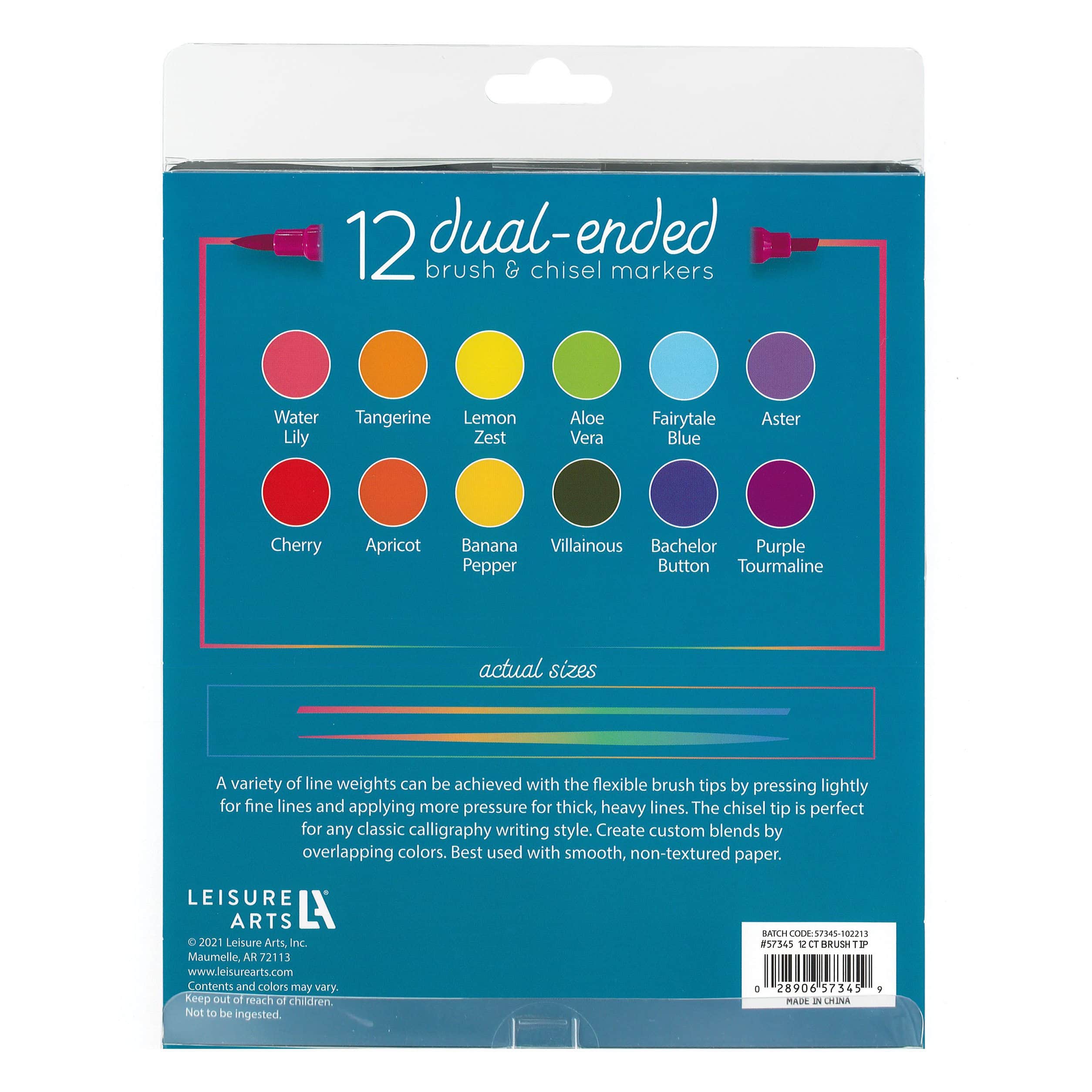 Leisure Arts&#xAE; 12 Color Rainbow Brush &#x26; Chisel Dual Tip Marker Set