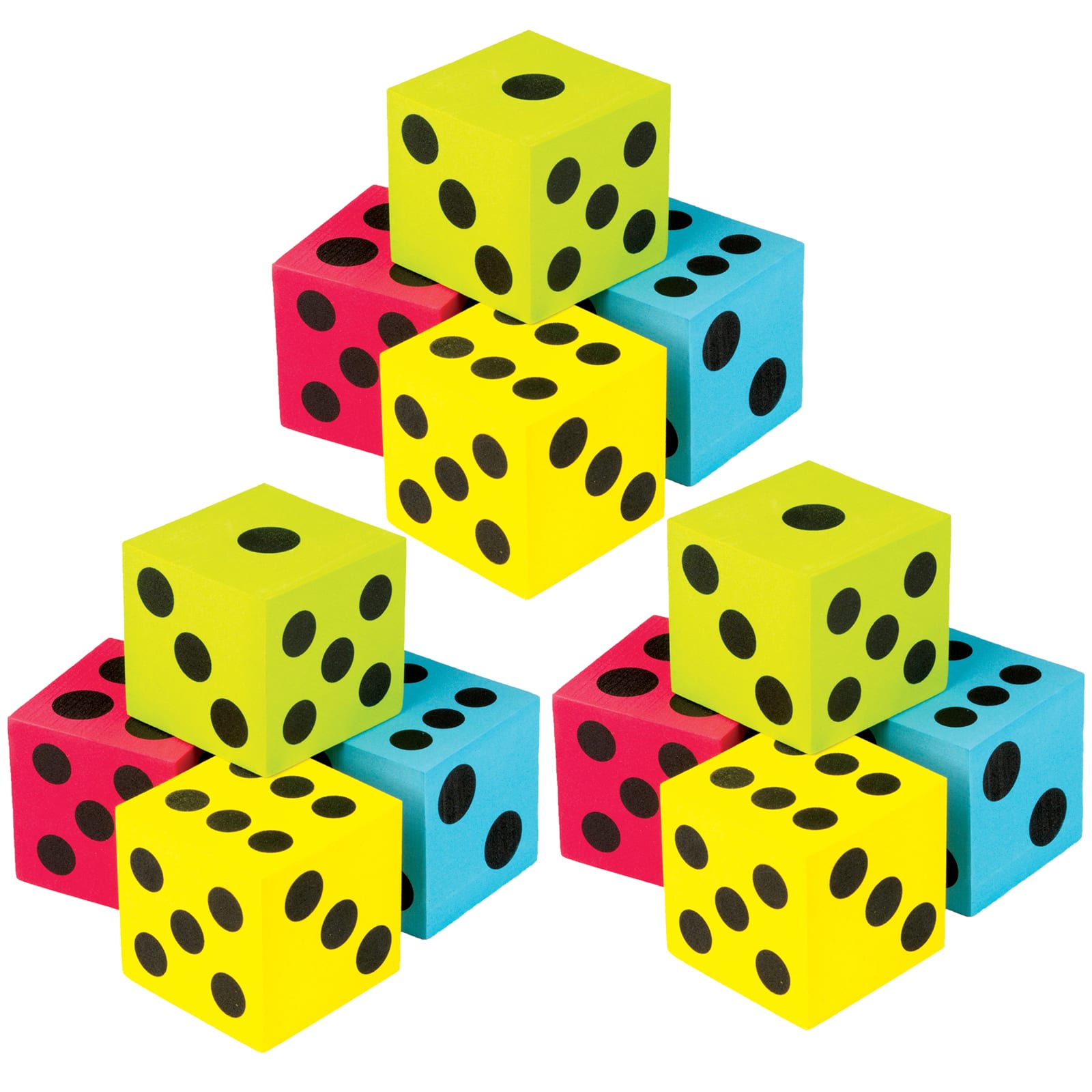 Teacher Created Resources Foam Colorful Jumbo Dice, 3 Packs of 4