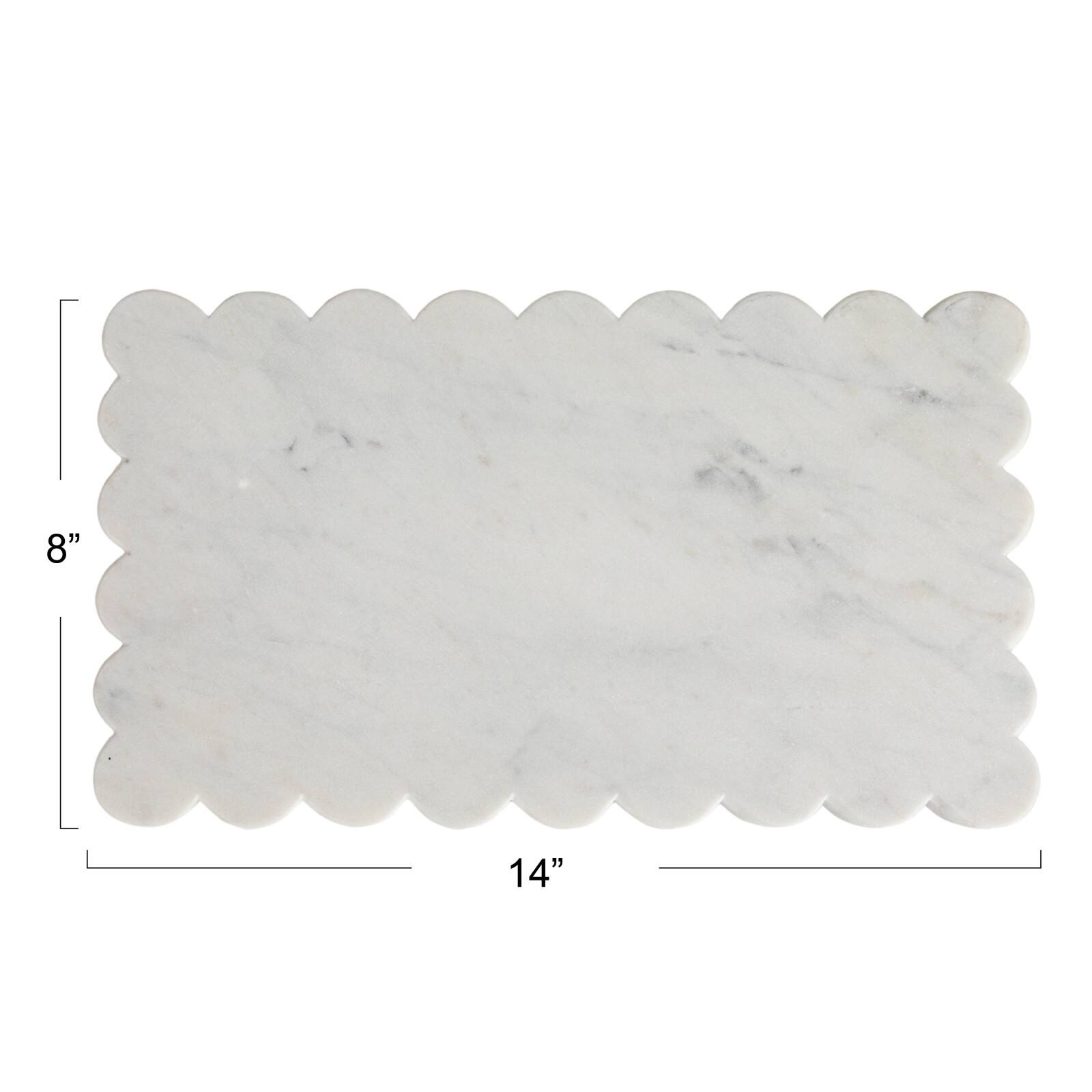 Hello Honey® 14" White Marble Cheese Board with Scalloped Edge