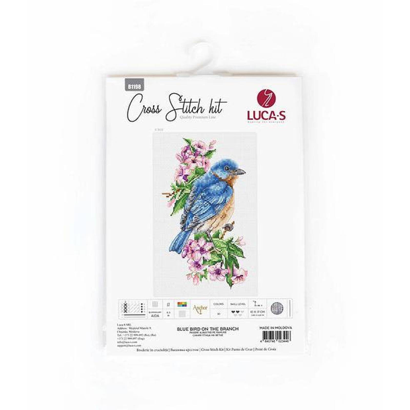 Luca-s Blue Bird On The Branch Counted Cross Stitch Kit