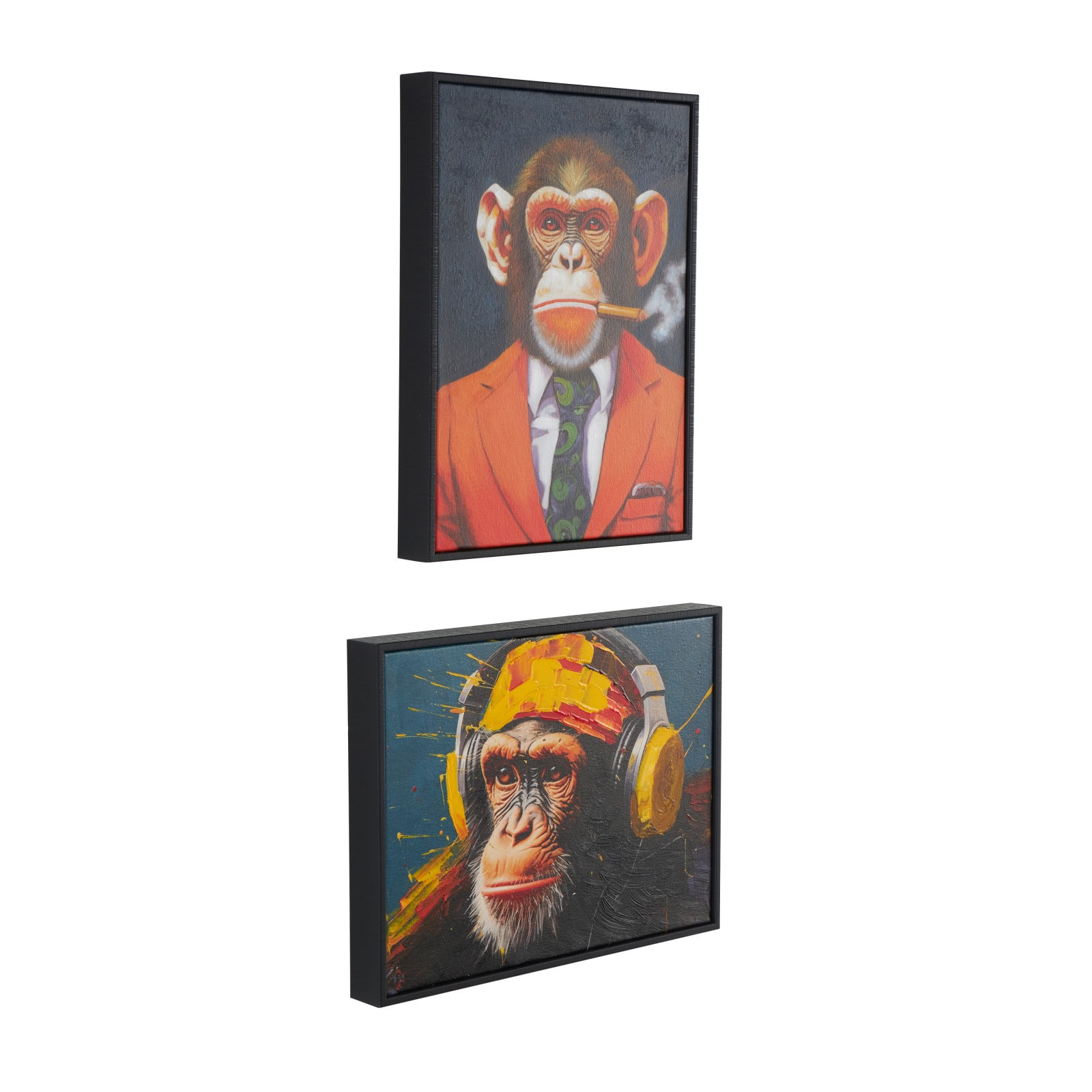 Multicolored Canvas Monkey Business Living Room Framed Wall Art Set