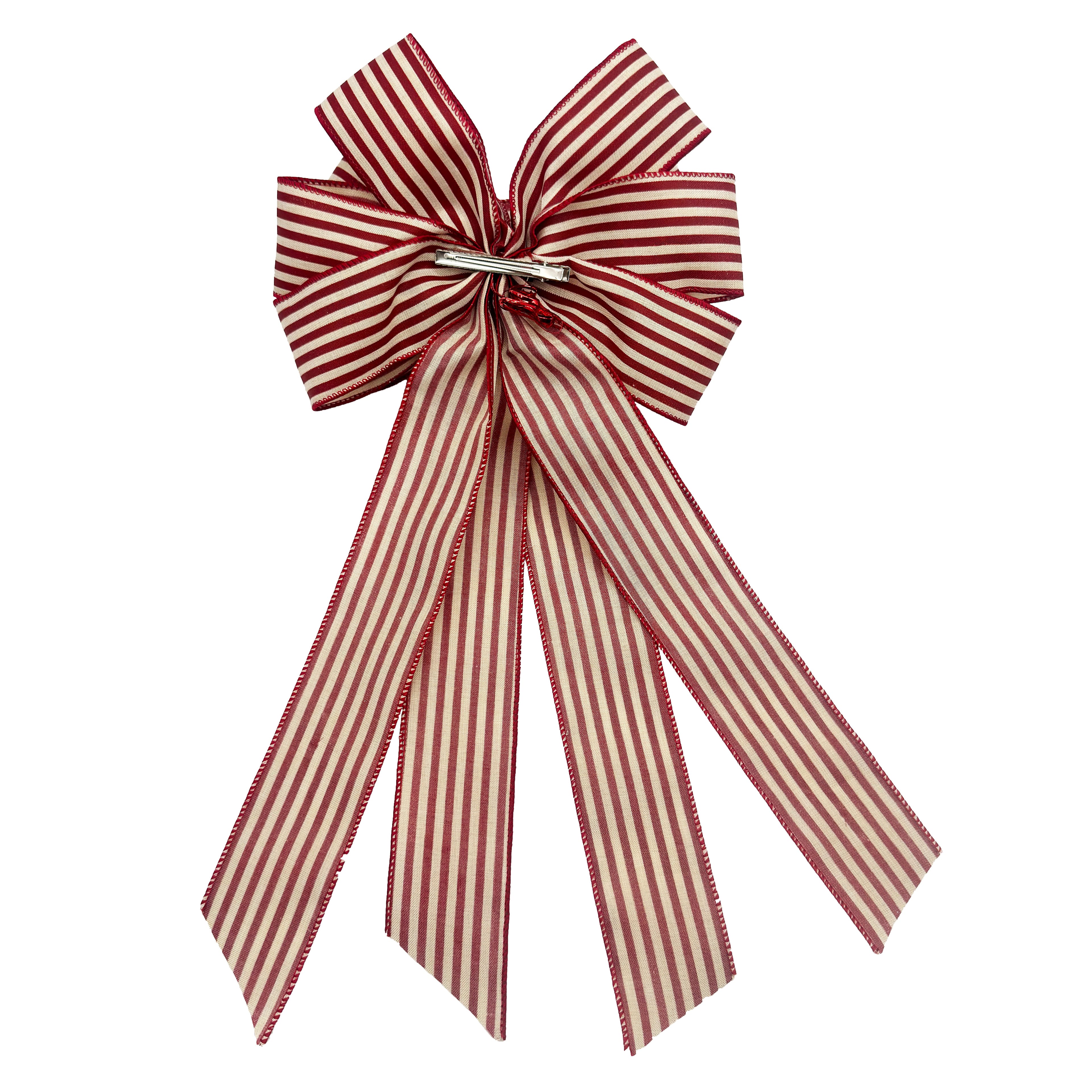 20.5&#x22; Red Ticking Stripes Tree Bow by Celebrate It&#xAE;