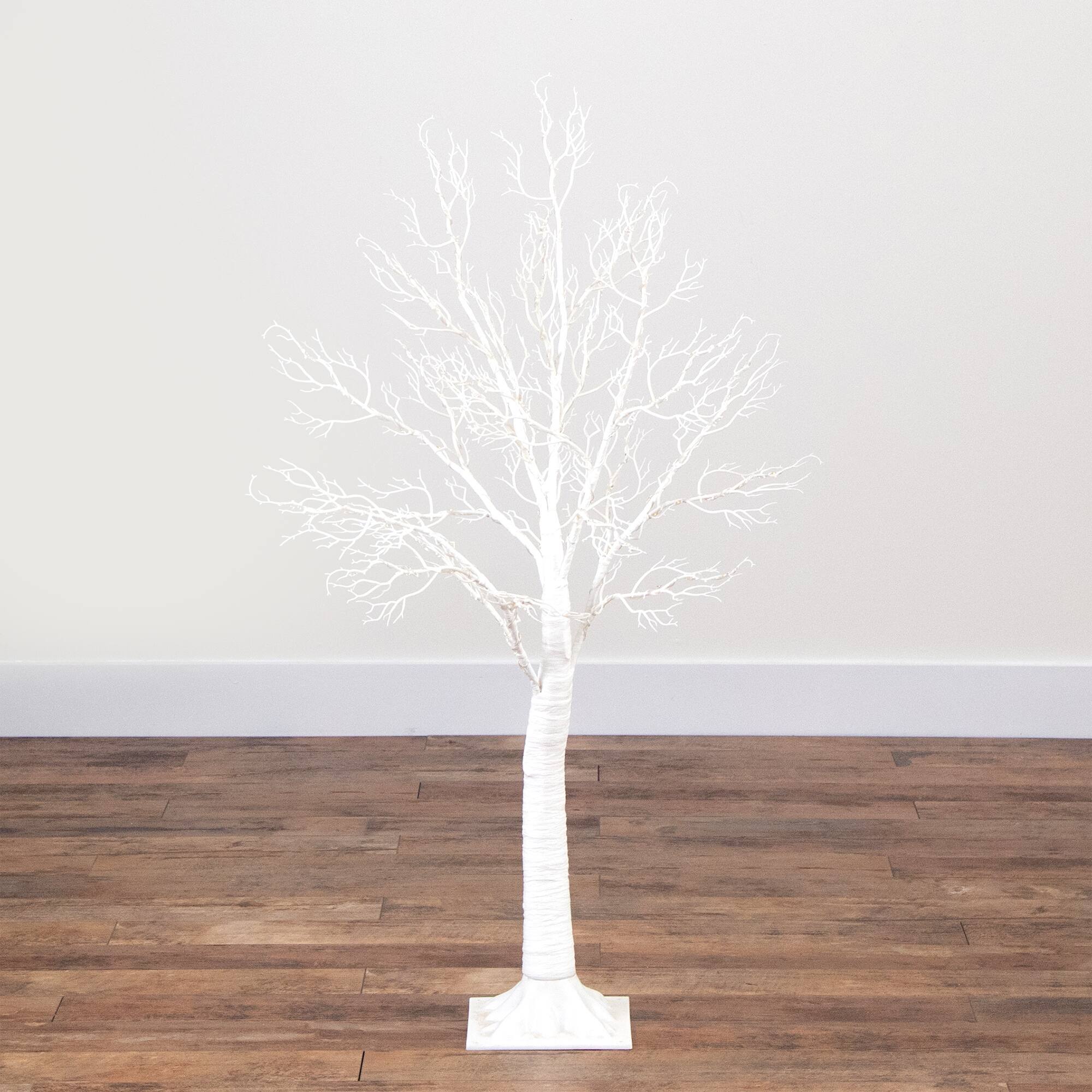 4ft. Pre-Lit White Twig Artificial Tree, Warm White LED Lights
