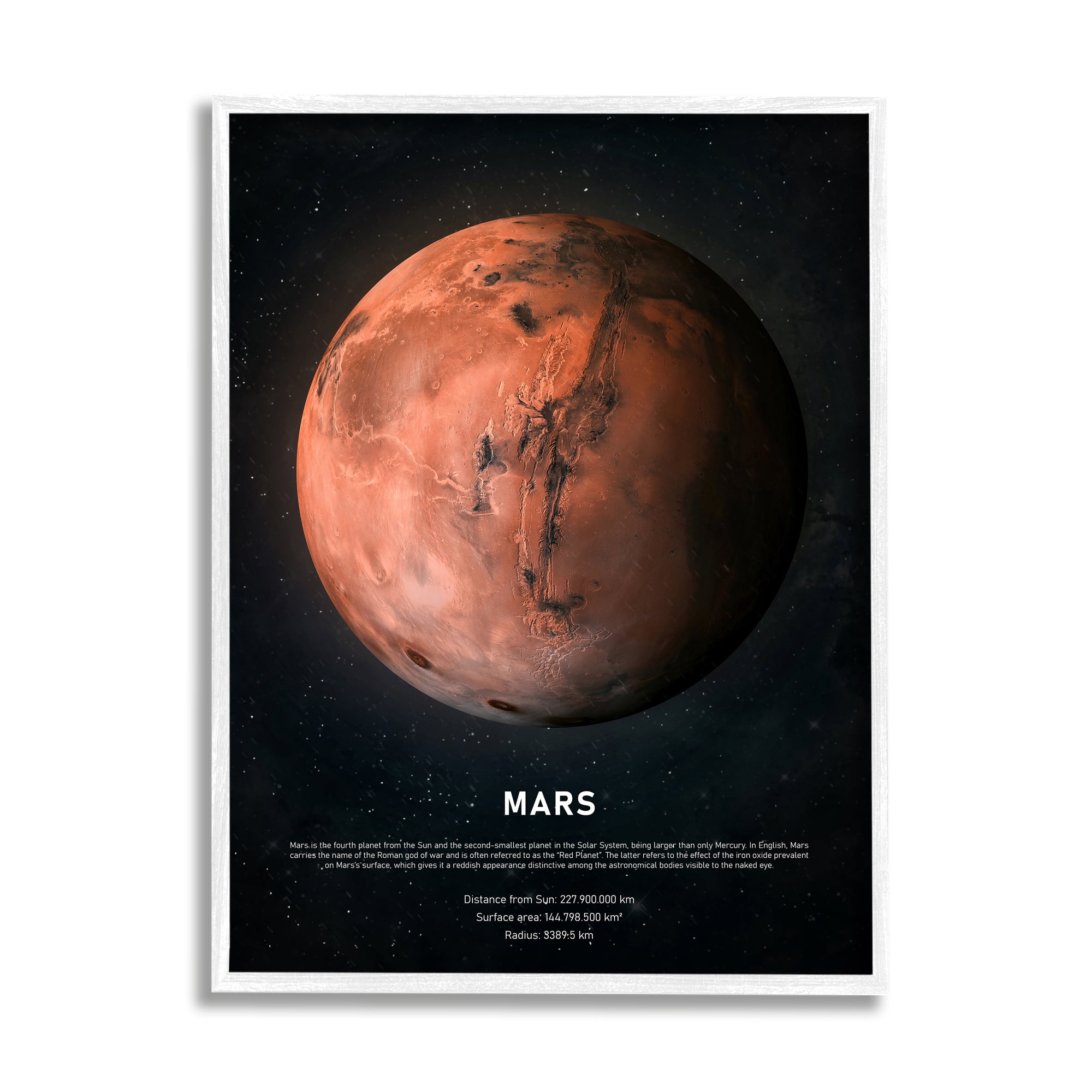Stupell Industries Mars Red Planet Infographic Astrological Facts Outer Space in White Frame Wall Art