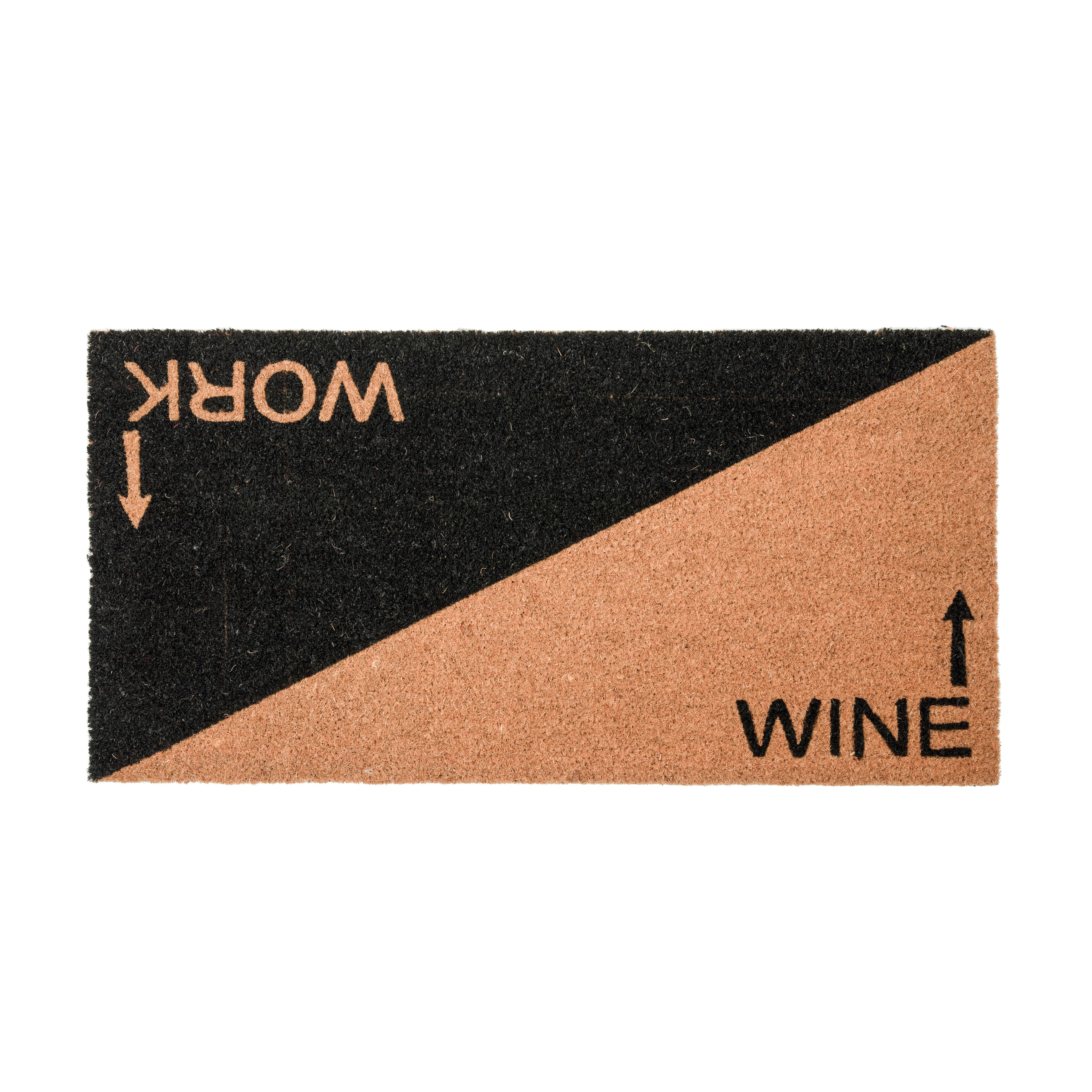 Hello Honey® Natural & Black Work & Wine Coir Doormat