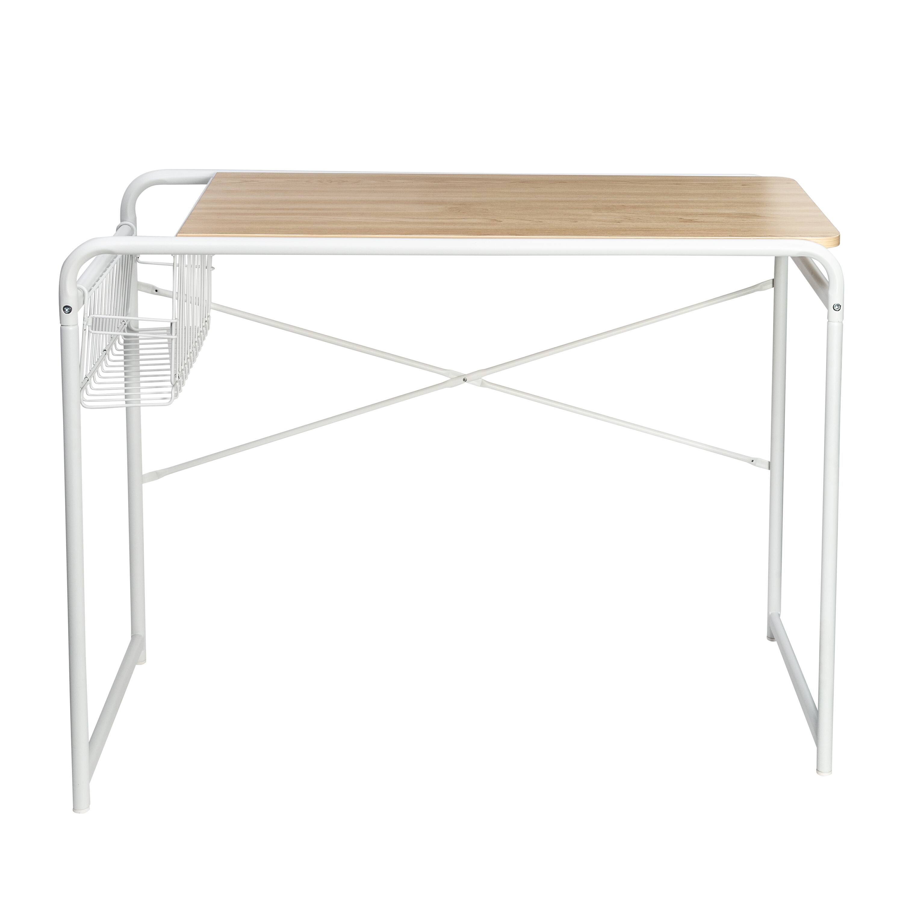 Honey Can Do White Home Office Computer Desk With Side Basket