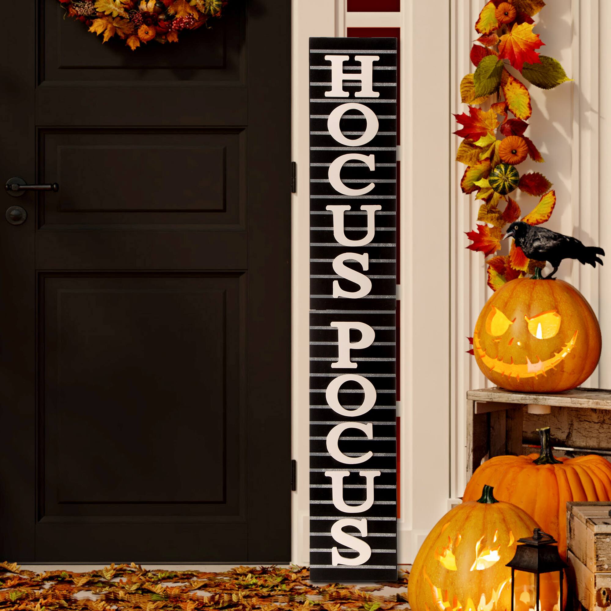 Glitzhome® Halloween Wooden Hocus Pocus Standing Porch Sign or Hanging Décor