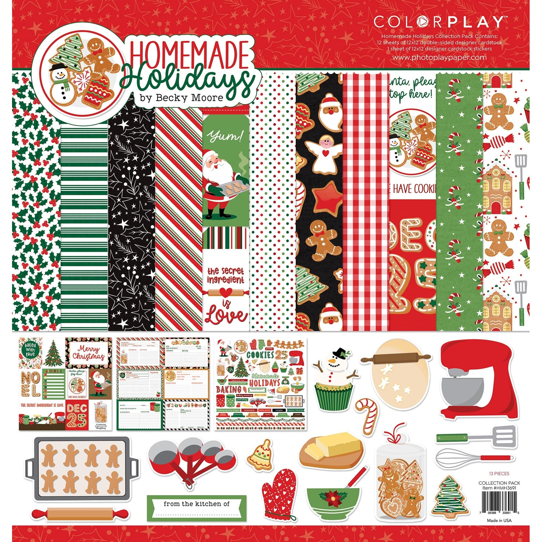 Photoplay Paper Homemade Holiday Collection Pack, 12&#x22; x 12&#x22;