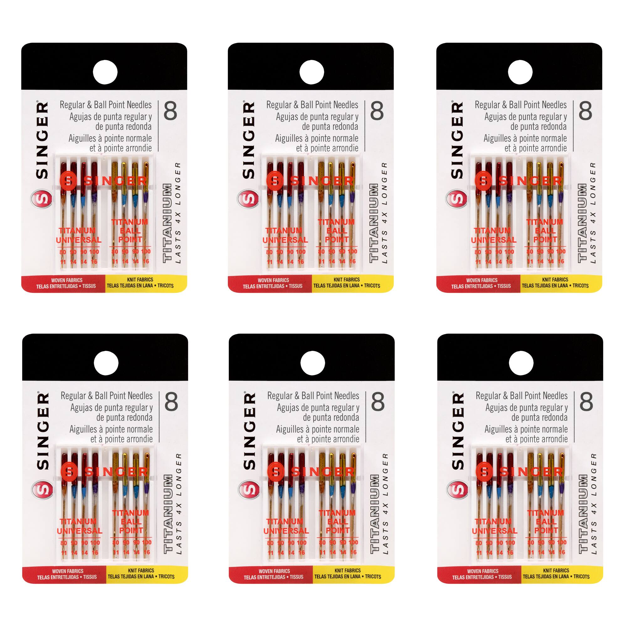 SINGER® Universal Regular & Ball Point Titanium Needles, 48ct.