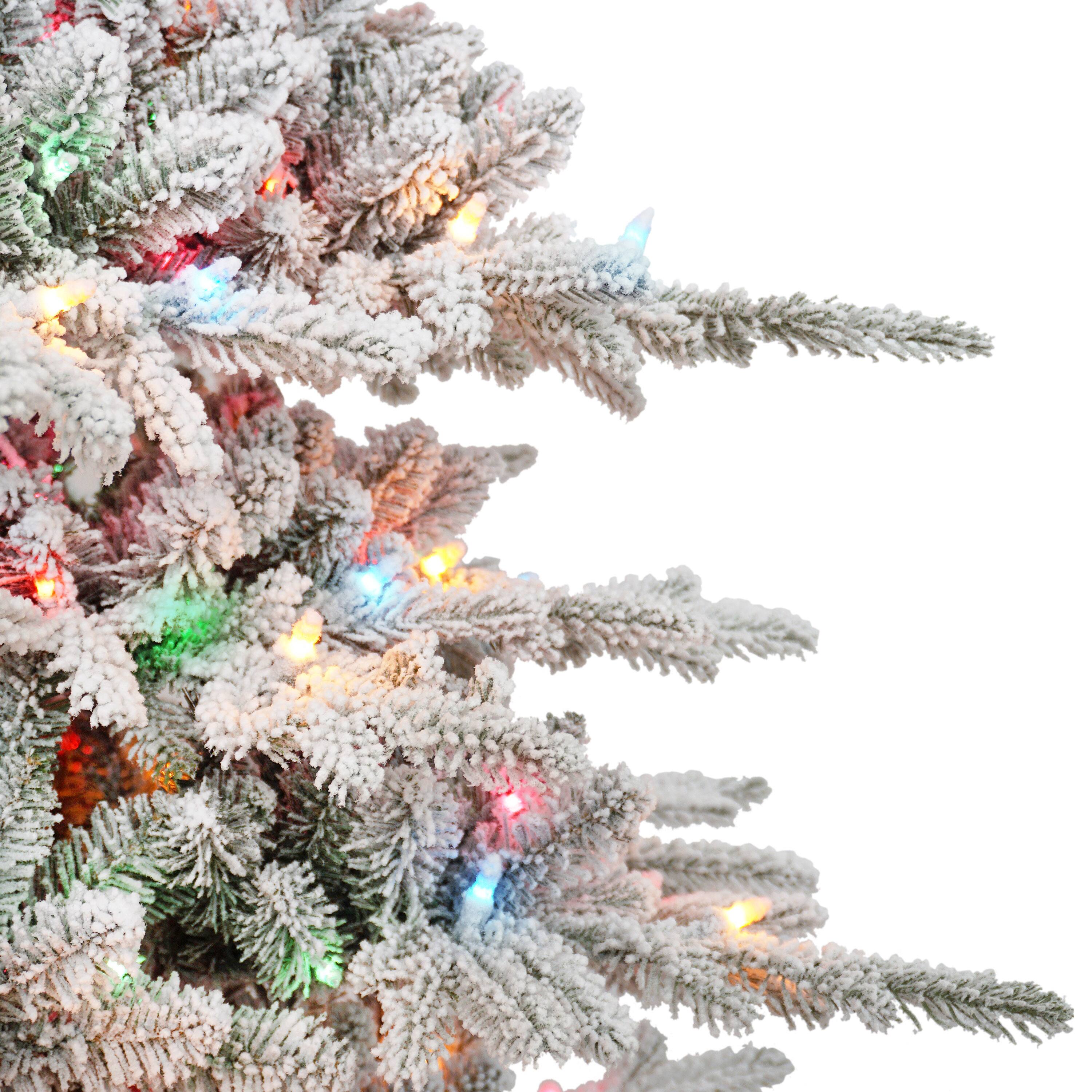 7.5ft. Pre-Lit Slim Flocked Artificial Utah Fir Tree, Multicolor Lights