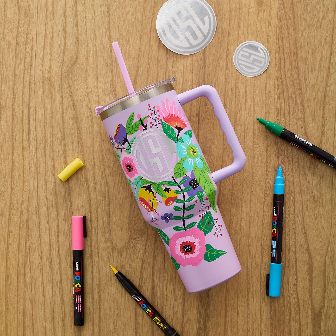 Hand Painted Flower Tumbler