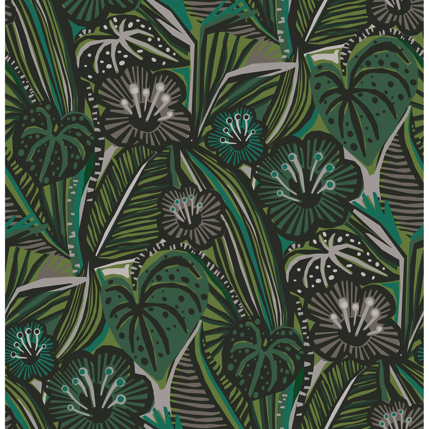 NuWallpaper Greens Lotusland Peel & Stick Wallpaper