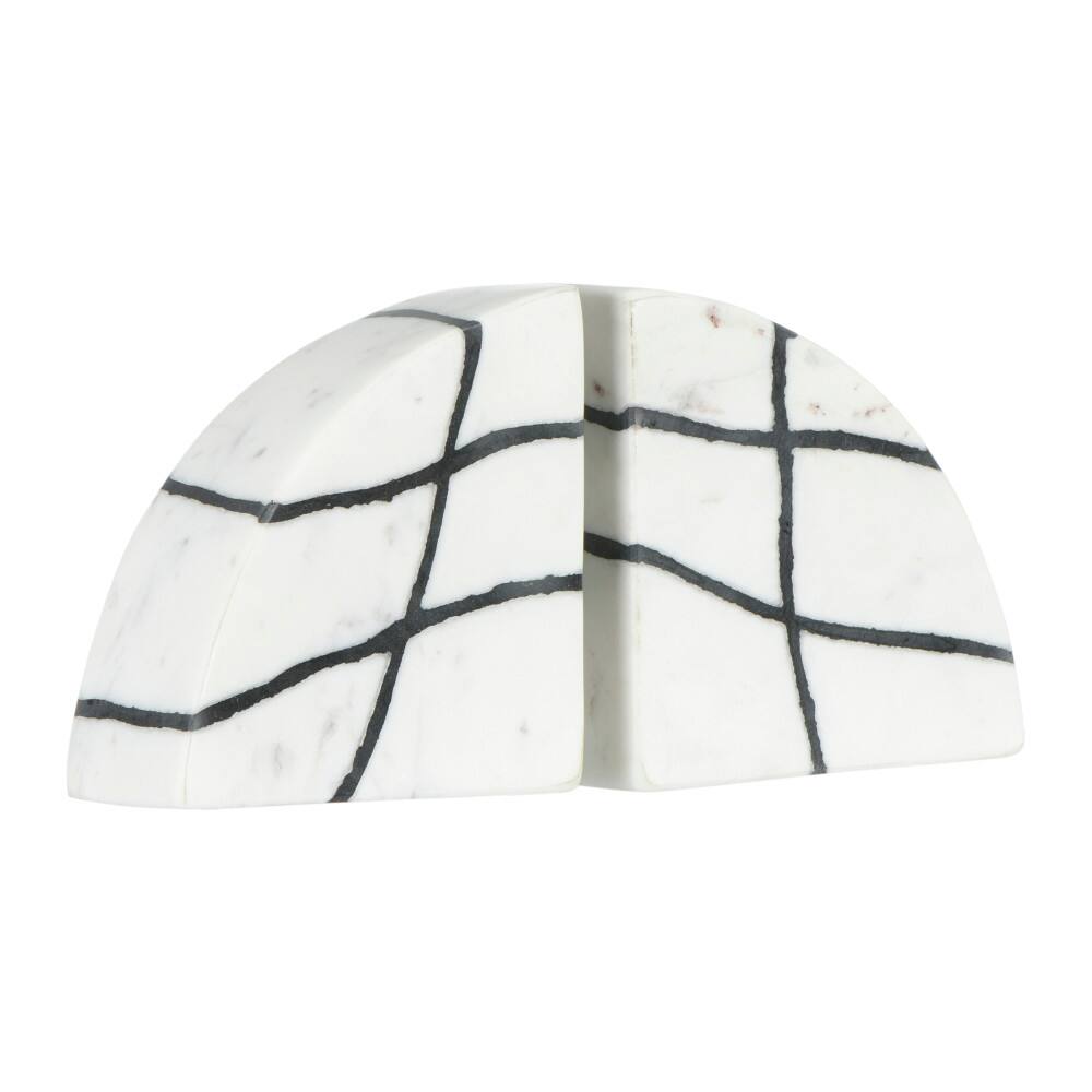 Hello Honey&#xAE; 6&#x22; White &#x26; Black Marble Bookends Set