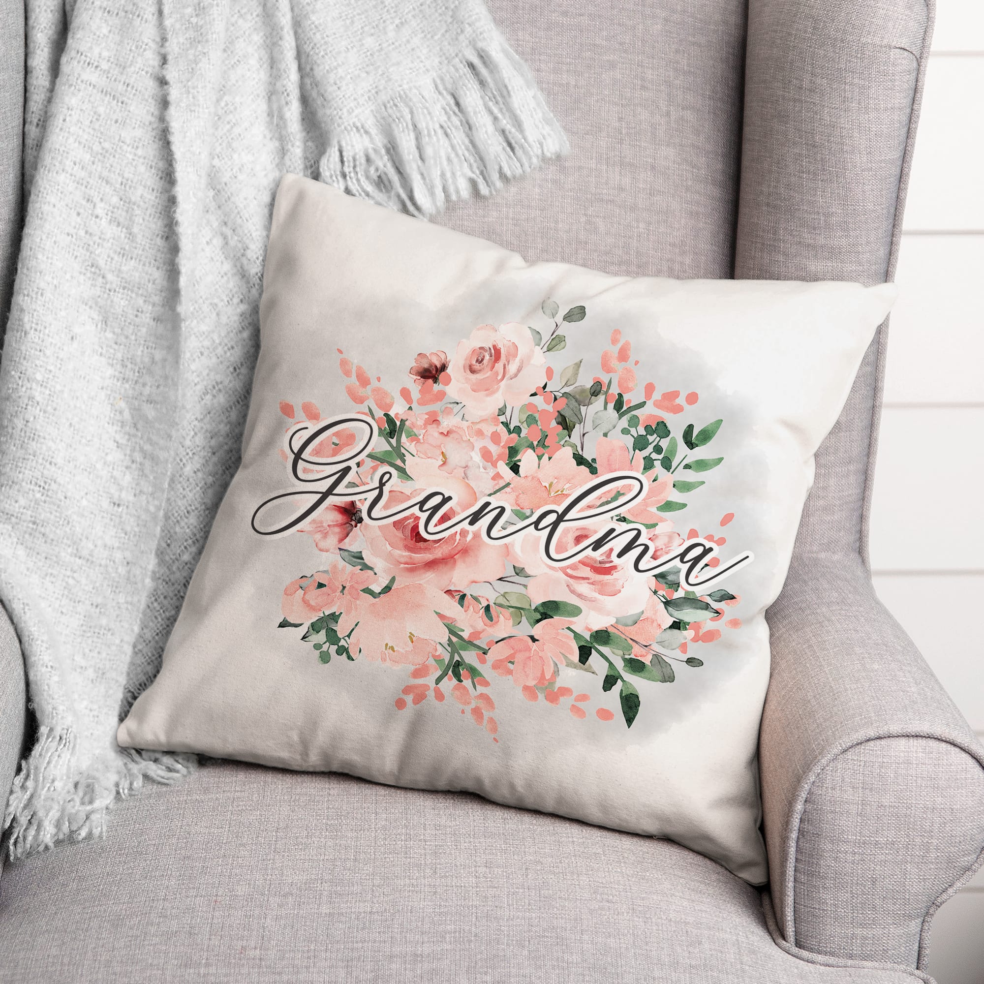 Grandma Floral Throw Pillow