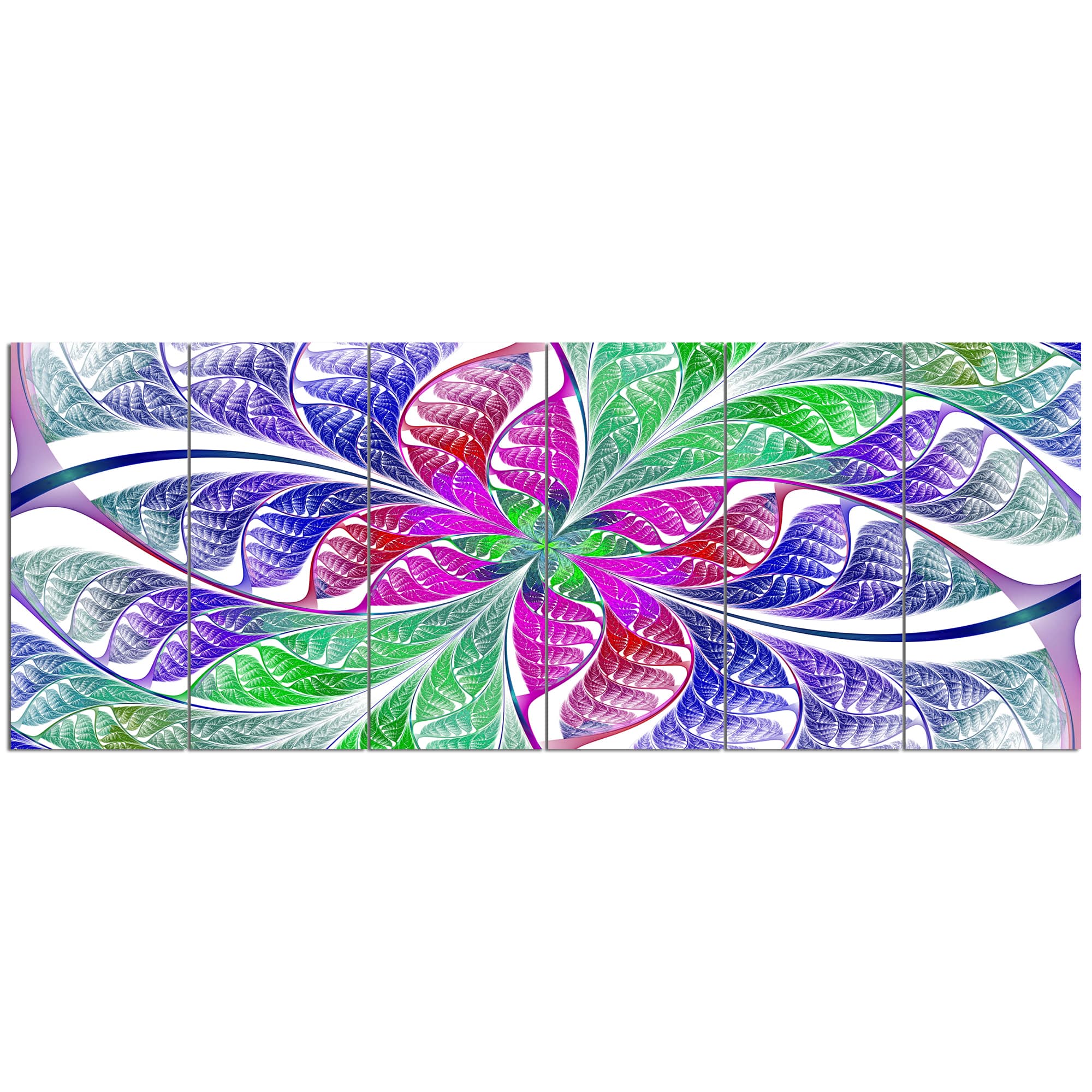 Designart - Flower like Fractal Stained Glass - Abstract Wall Art Canvas