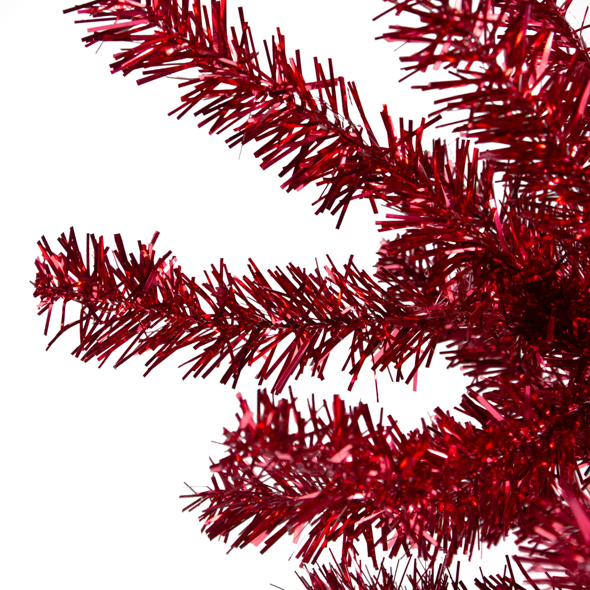 6ft. Unlit Metallic Red Tinsel Artificial Christmas Tree