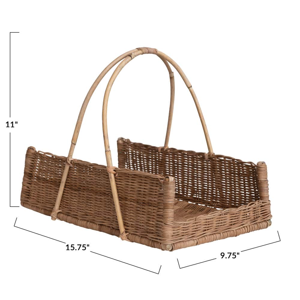 16&#x22; Natural Decorative Rattan Hanging Basket