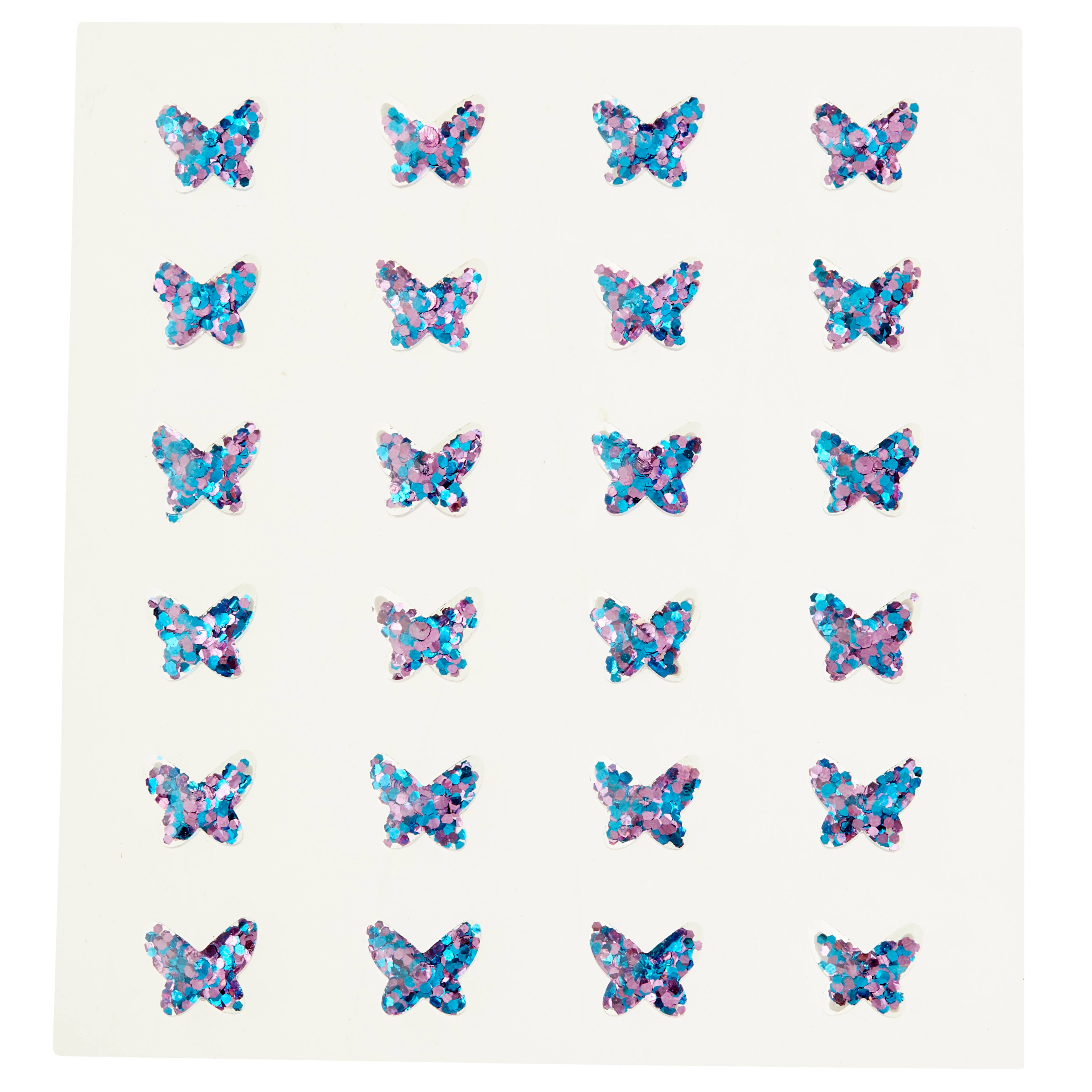 12 Packs: 24 ct. (288 total) Blue &#x26; Pink Iridescent Butterfly Bling Stickers by Recollections&#x2122;