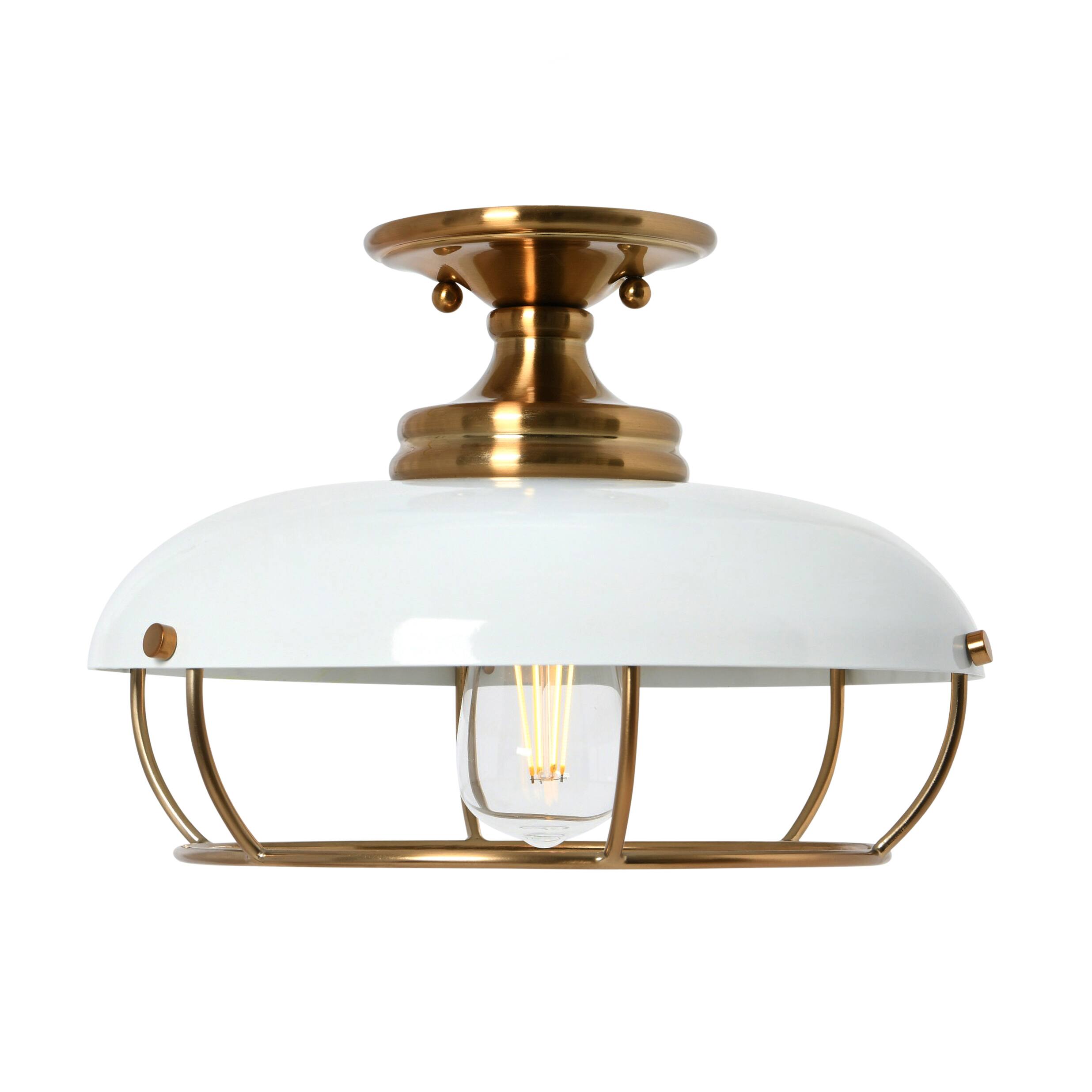 Hello Honey® 13" Wide Caged Dome Metal Semi-Flush Mount Ceiling Light