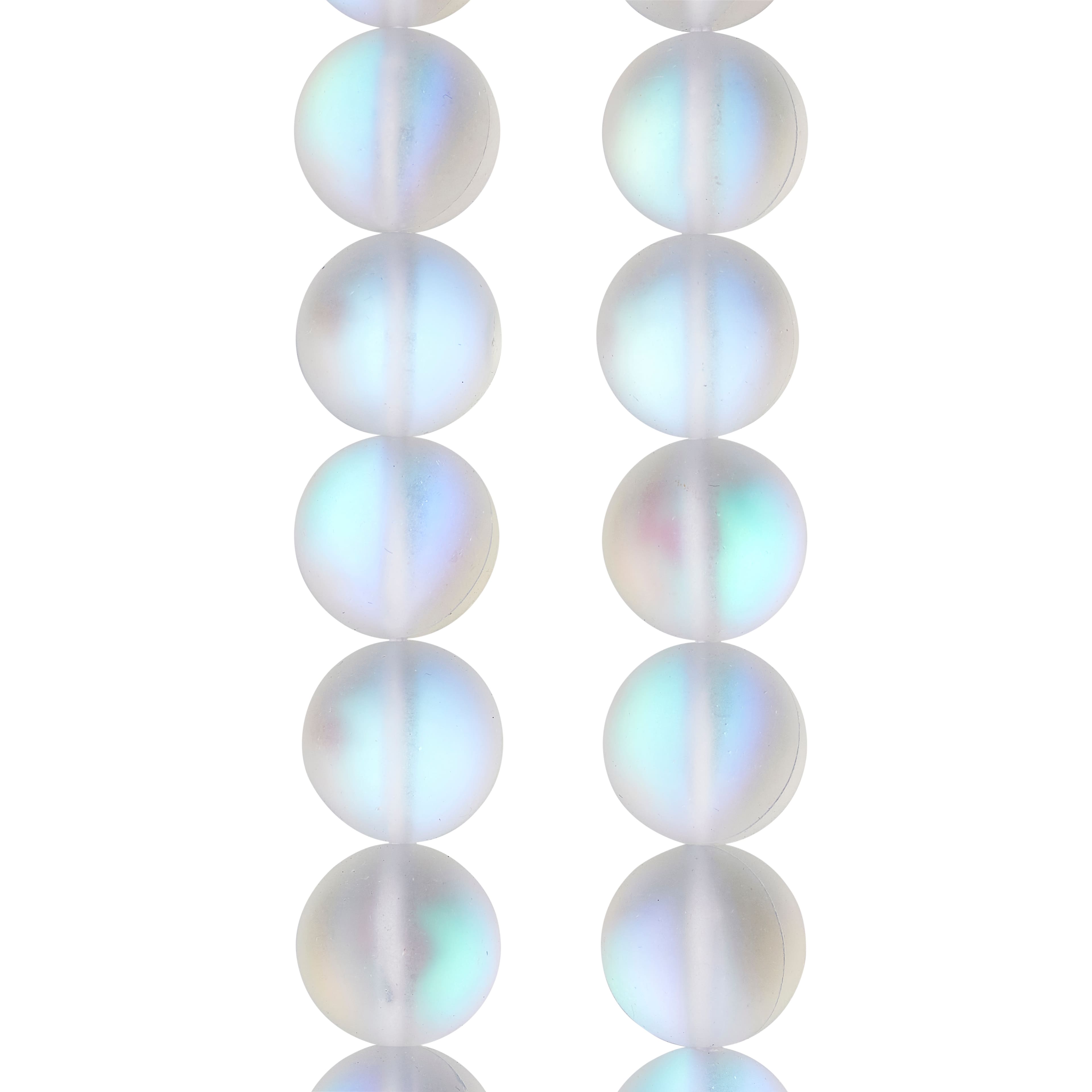 Approx. 12 Strand 8mm Glass Faceted Window Beads, White Opal/Rainbow Iris