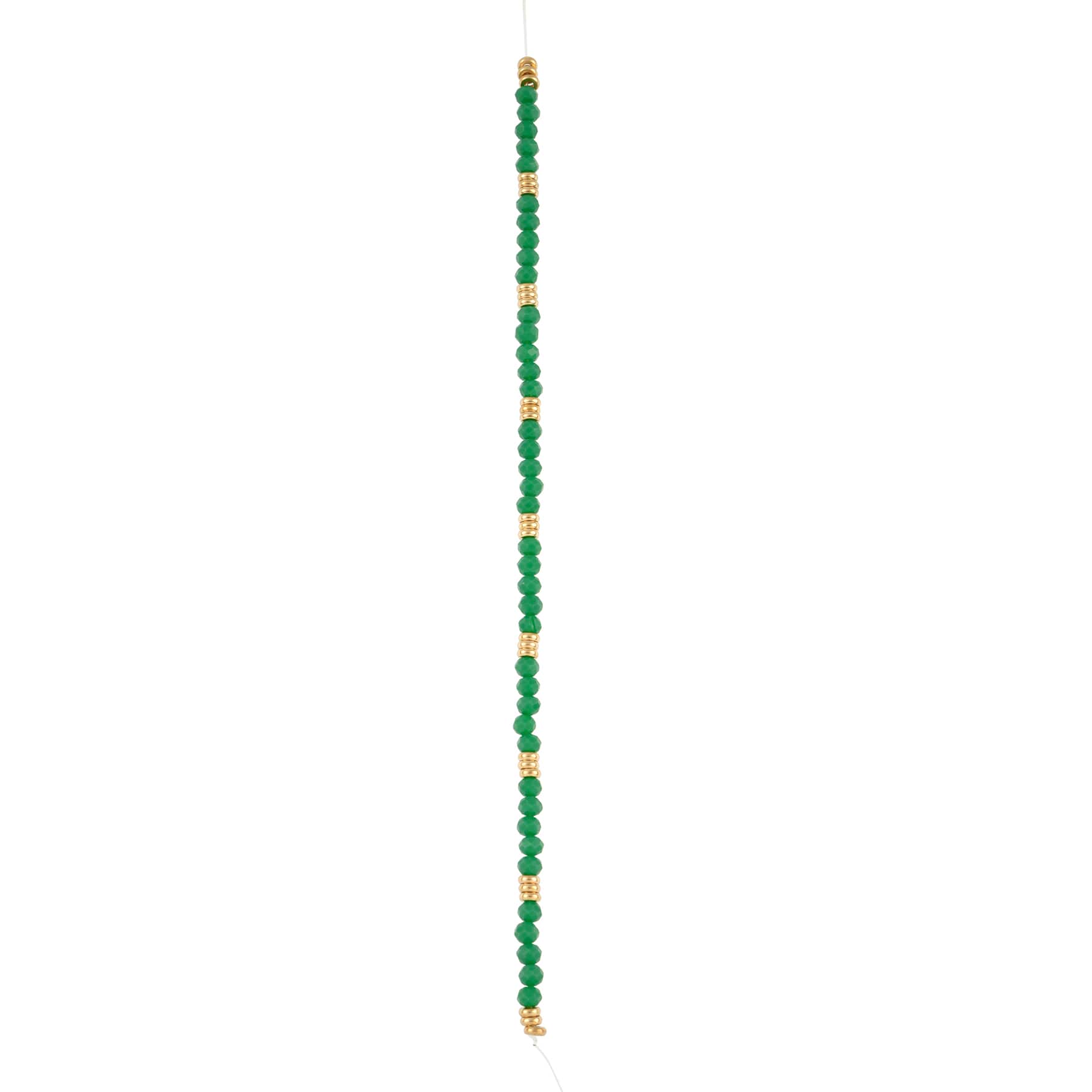 12 Pack: Green Glass Rondelle Beads & Spacers, 4mm by Bead Landing™
