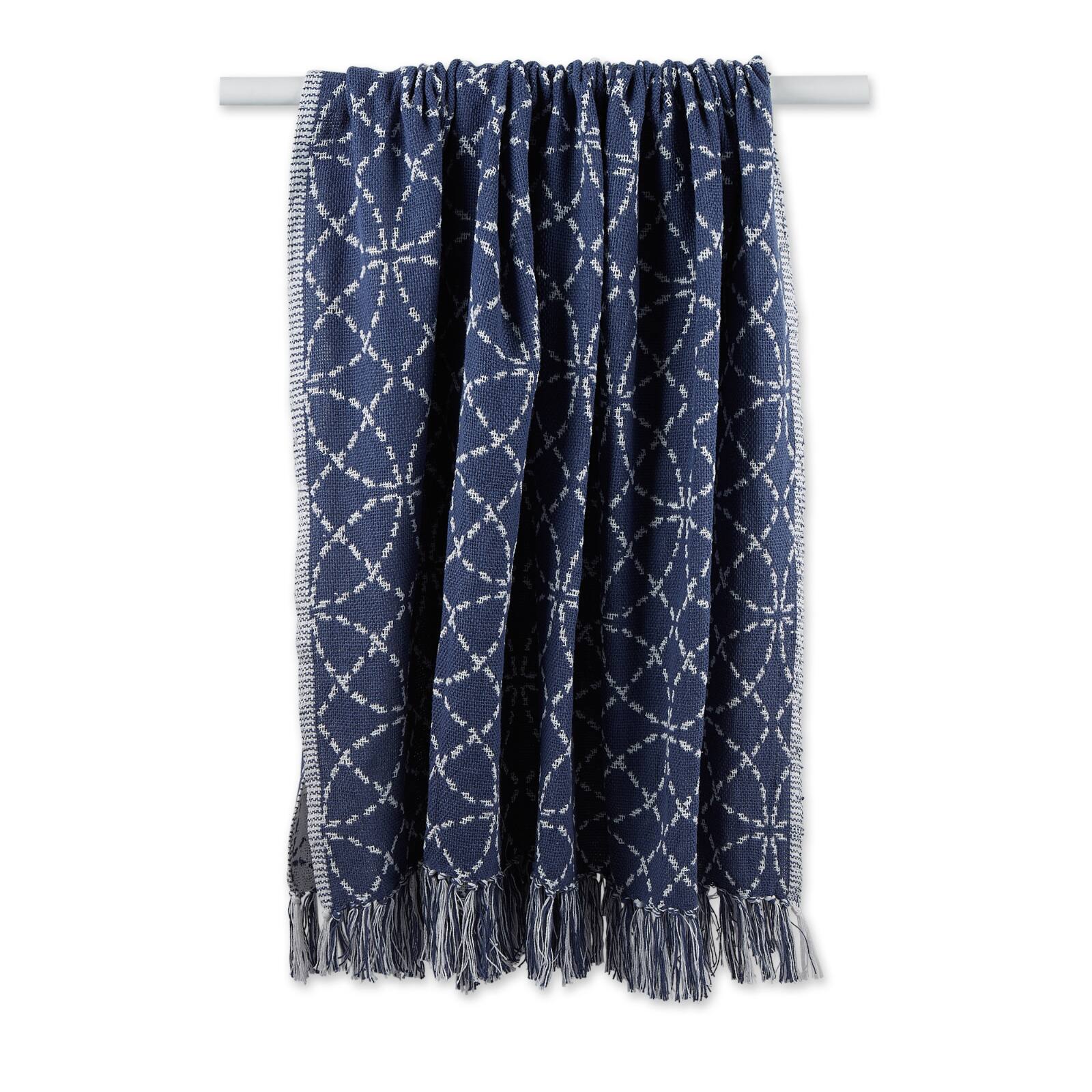 French Blue Concentric Circles Throw