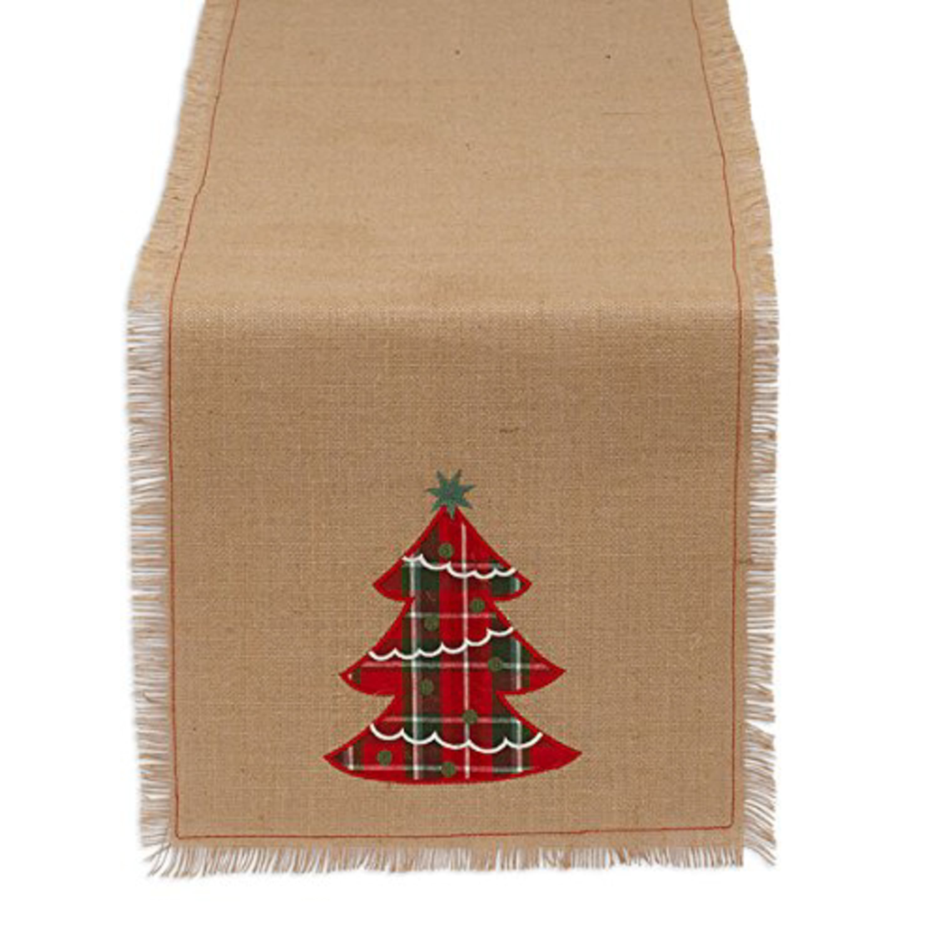 DII&#xAE; 72&#x22; Embroidered Tree Burlap Table Runner