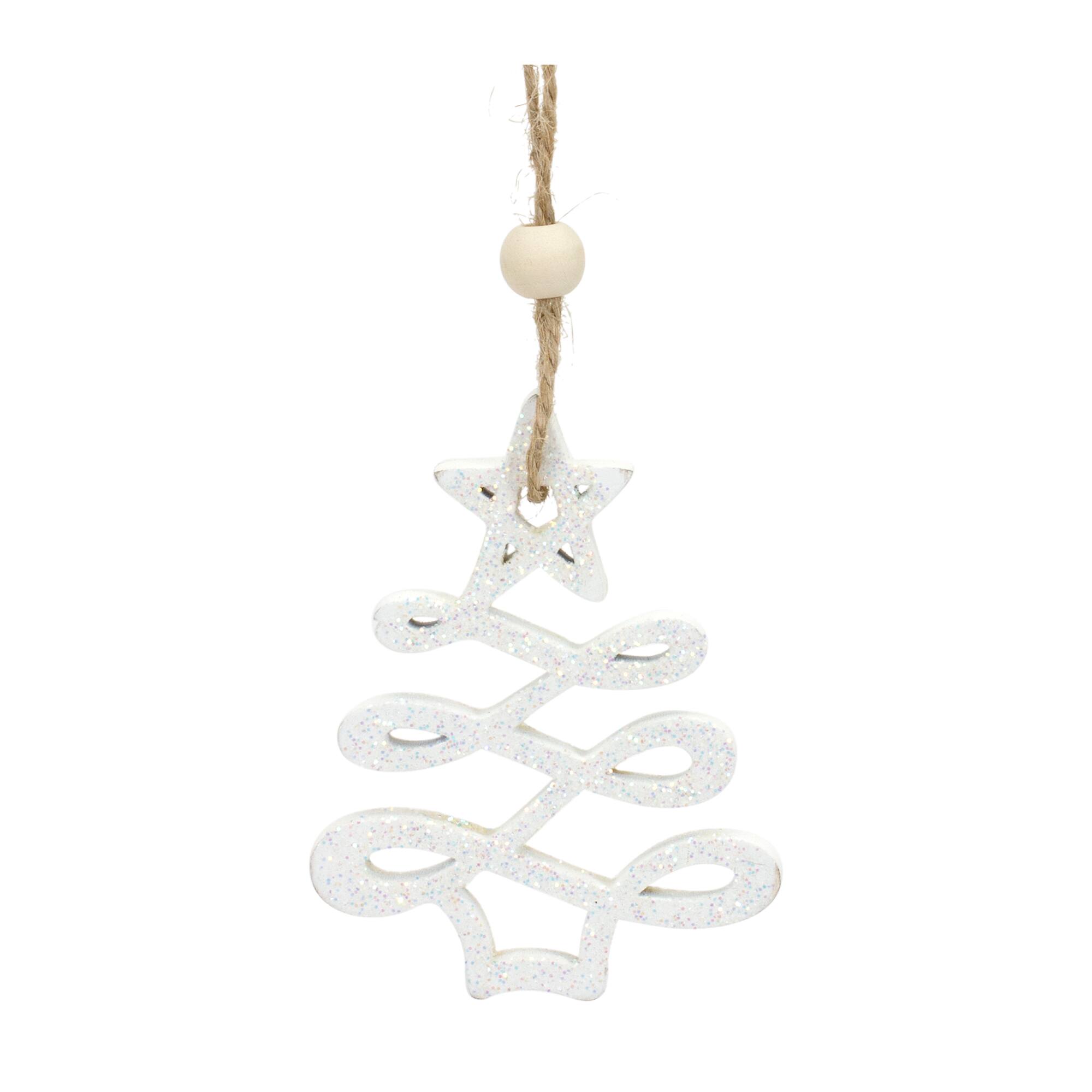 9 Pack 3&#x22; Glittery White Tree Ornaments