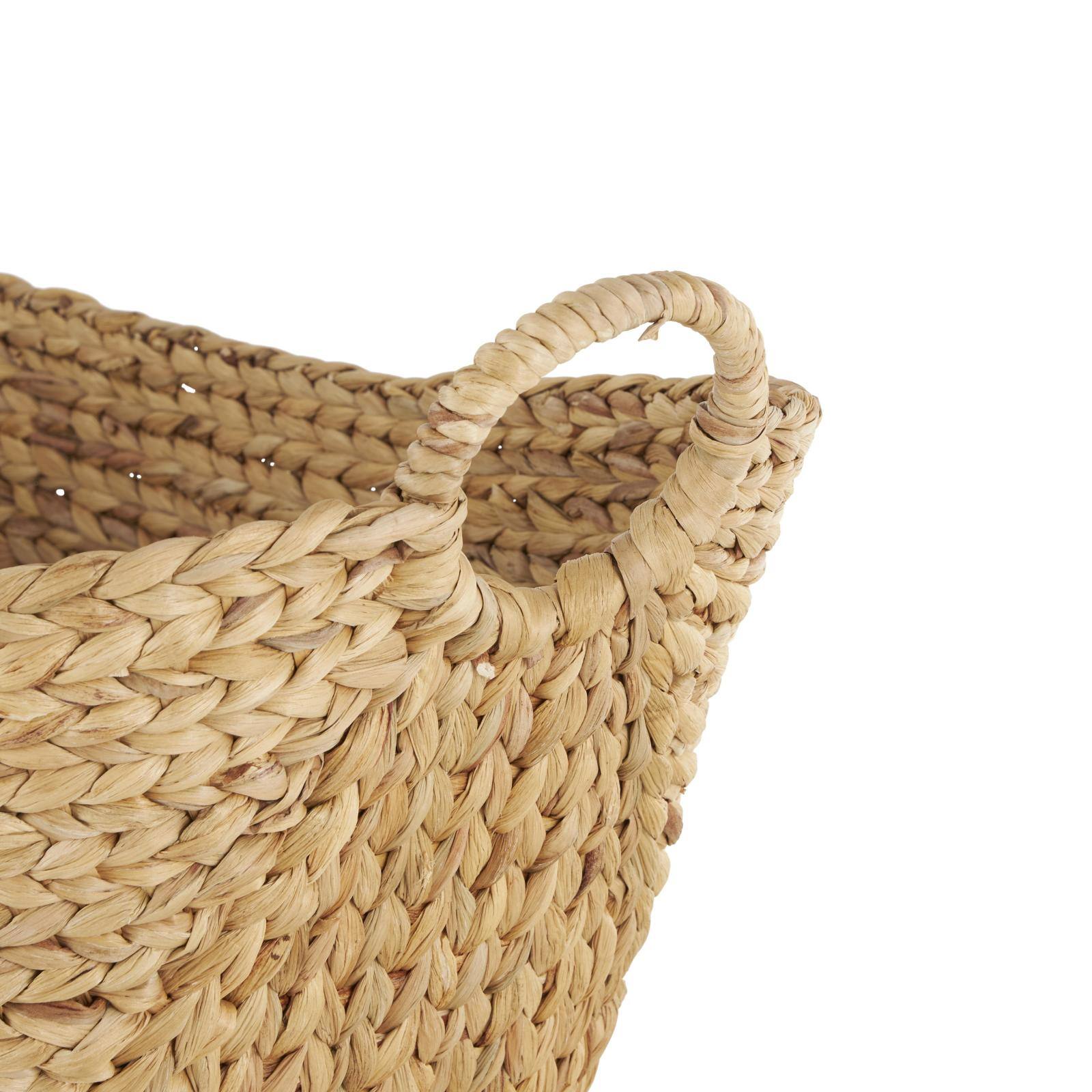 31" Brown Seagrass Handmade Woven Storage Basket with Ring Handles