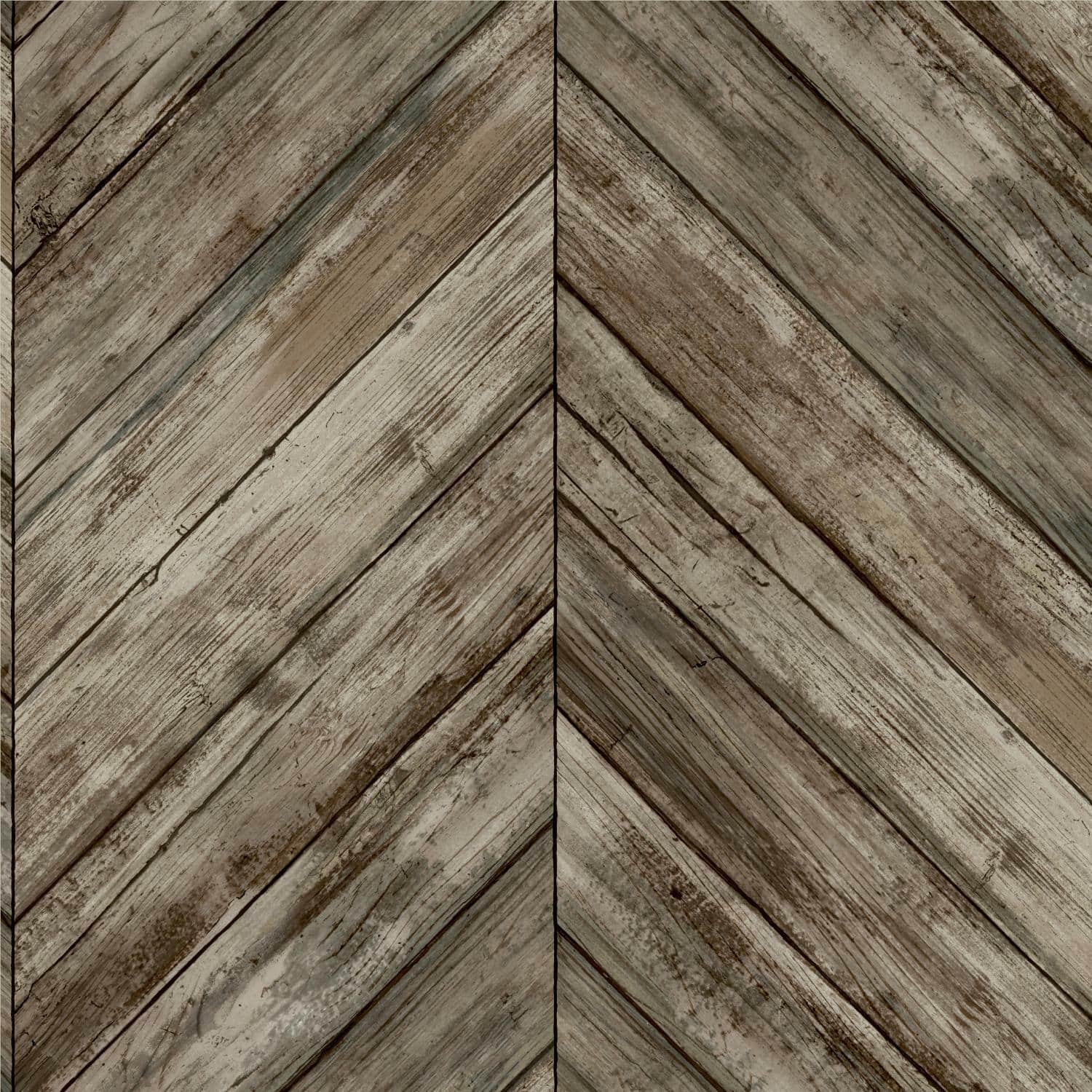 RoomMates Herringbone Wood Boards Peel & Stick Wallpaper
