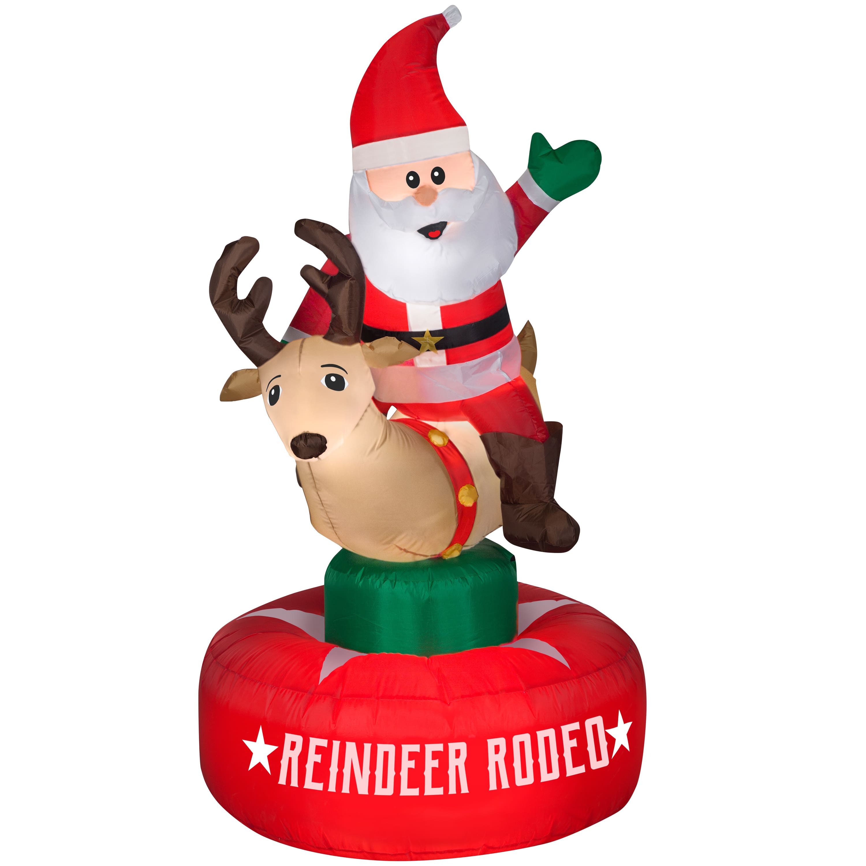 4ft. Animated Airblown&#xAE; Inflatable Santa &#x26; Reindeer Rodeo Scene