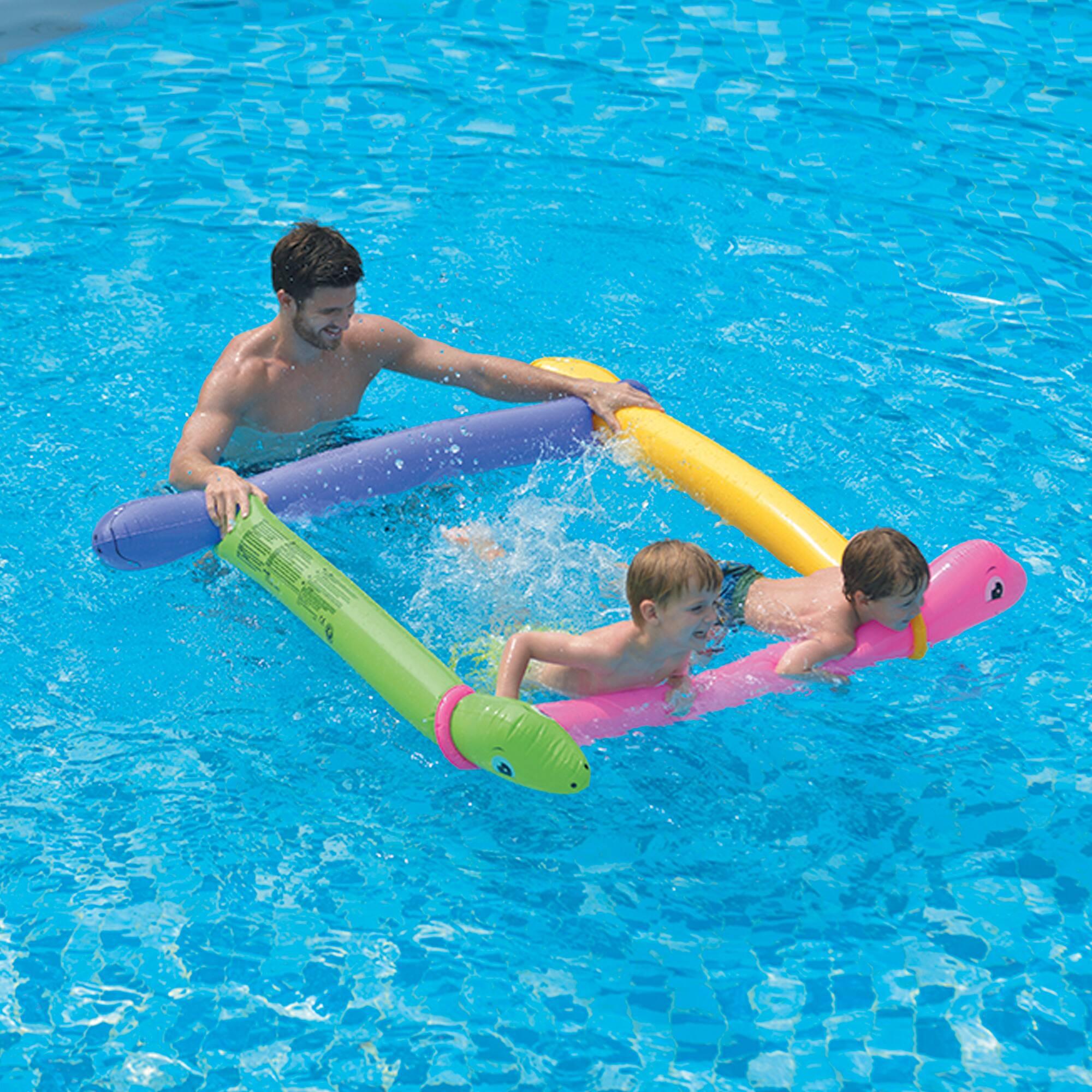 Pool Central&#xAE; 6ft. Inflatable Purple &#x26; Yellow Dinosaur Twisty Tube Pool Toy Set