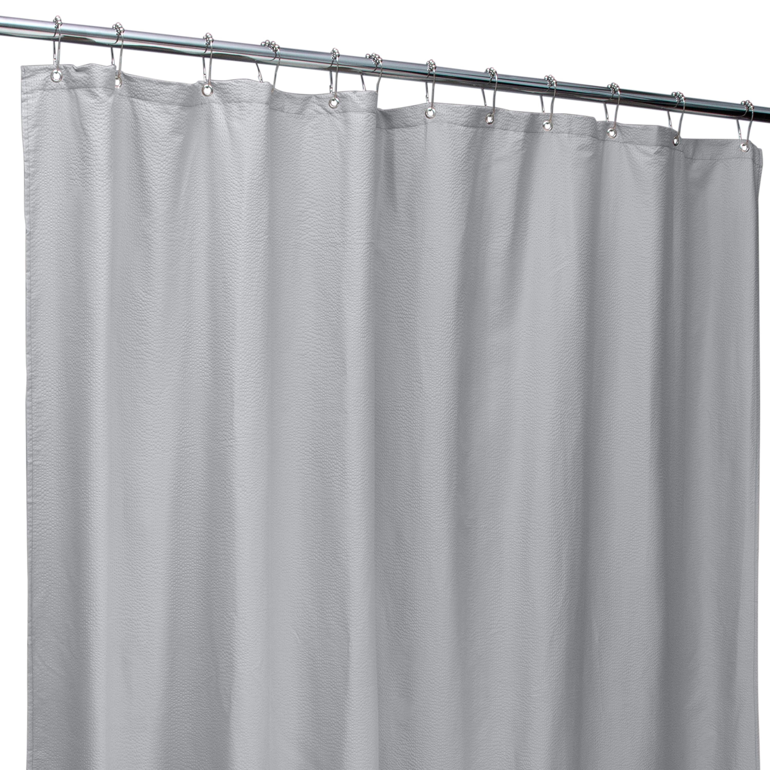 Bath Bliss Silver Microfiber Soft Touch Seersucker Design Shower Curtain Liner