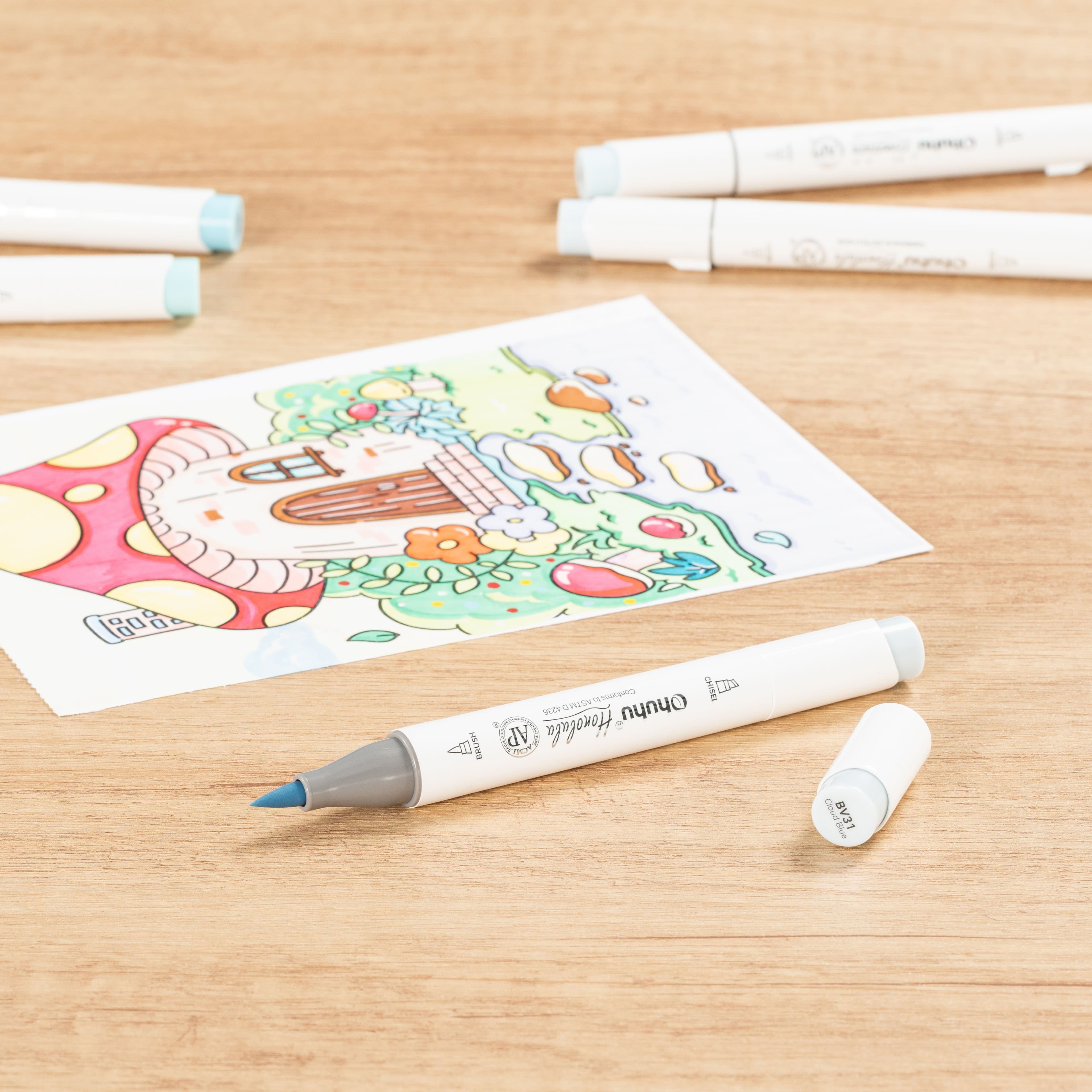 Ohuhu&#xAE; Honolulu Brush &#x26; Chisel Dual Tip Marker