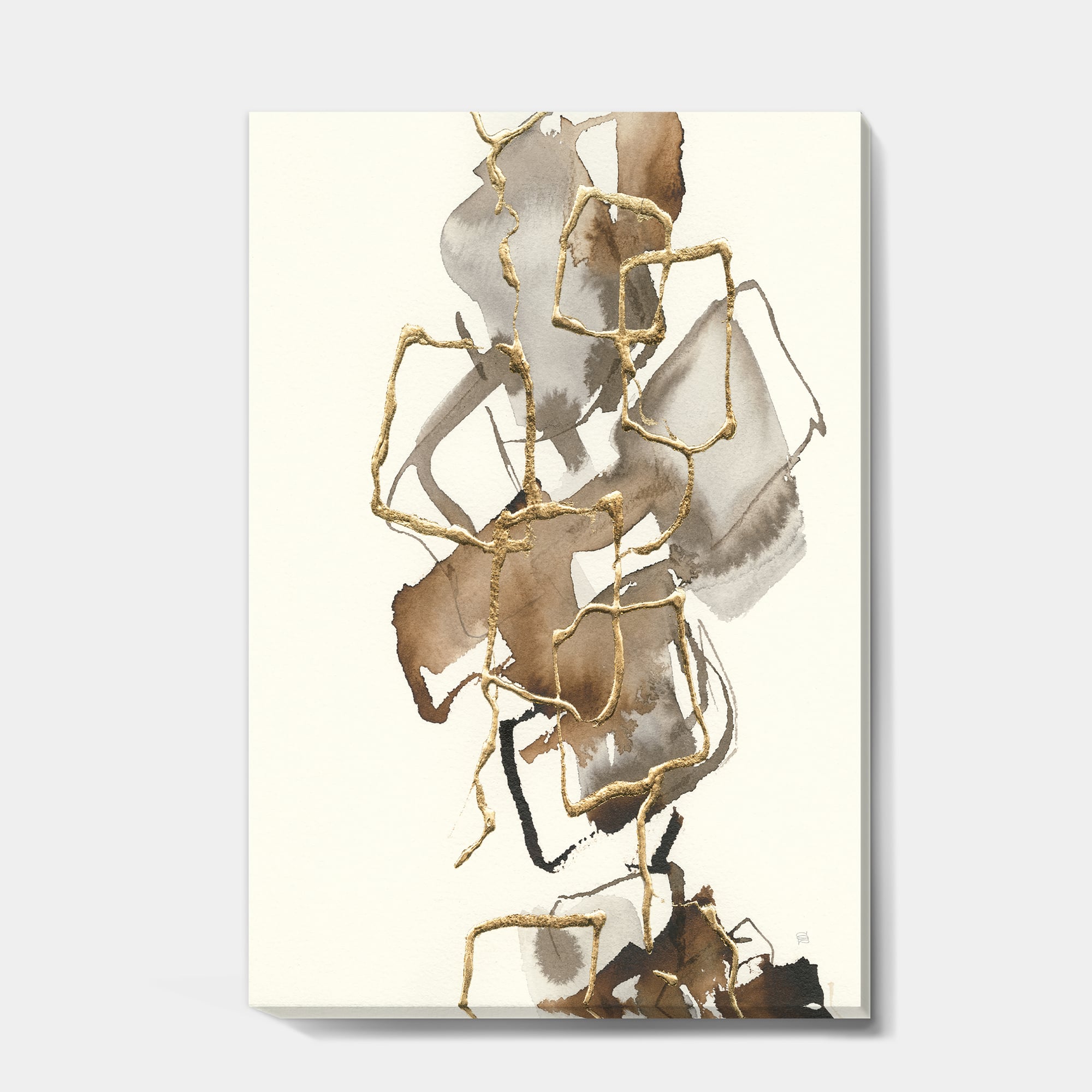 Designart - Gold Glam Squares III - Modern & Contemporary Premium Canvas Wall Art